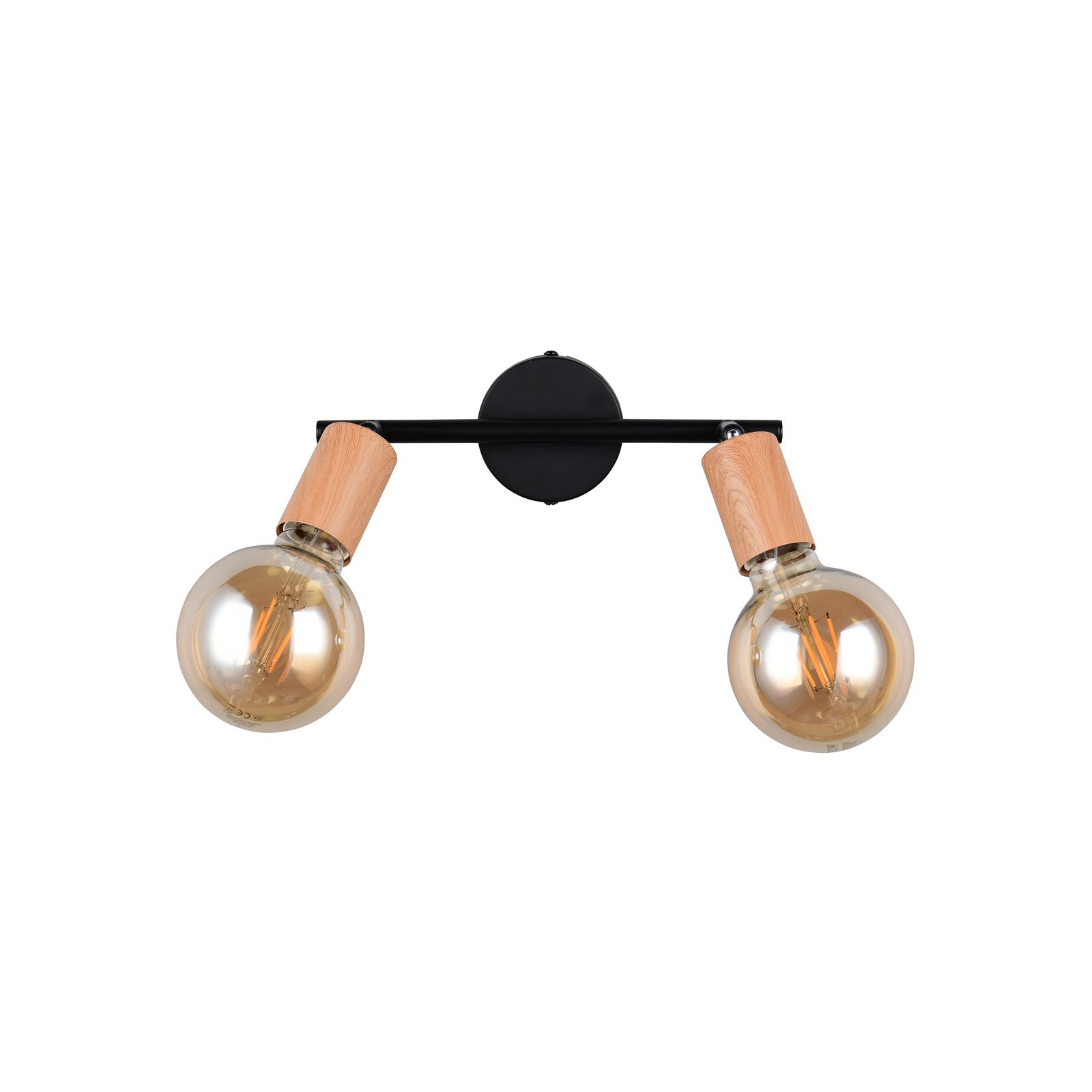 Φωτιστικό οροφής Lamego, μαύρο, μήκος 35 cm, 2 φτερά, μέταλλο