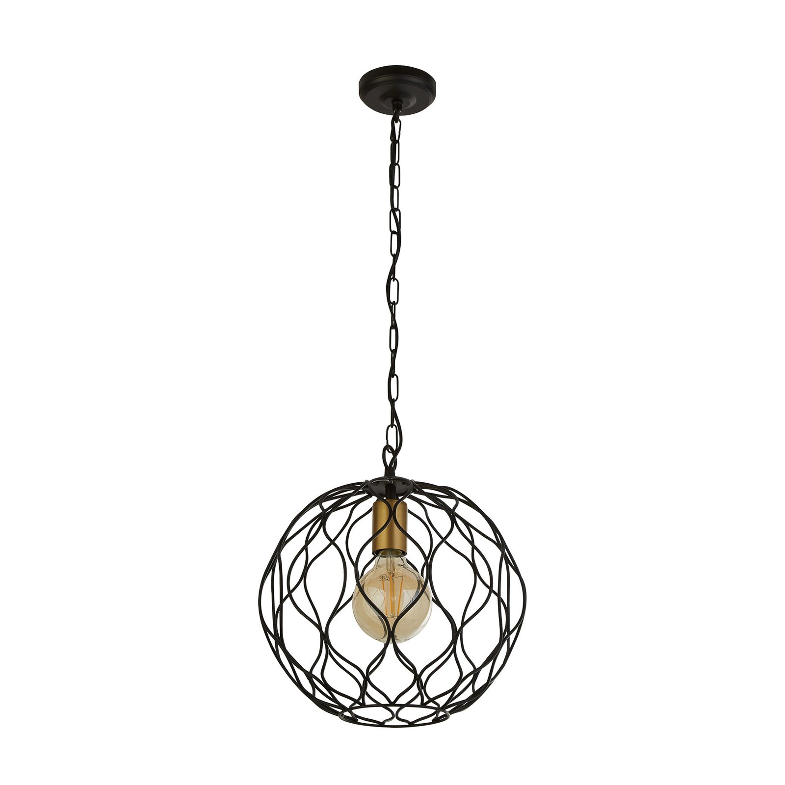 Finesse hanglamp, zwart/goud, metaal, Ø31,5 cm, E27