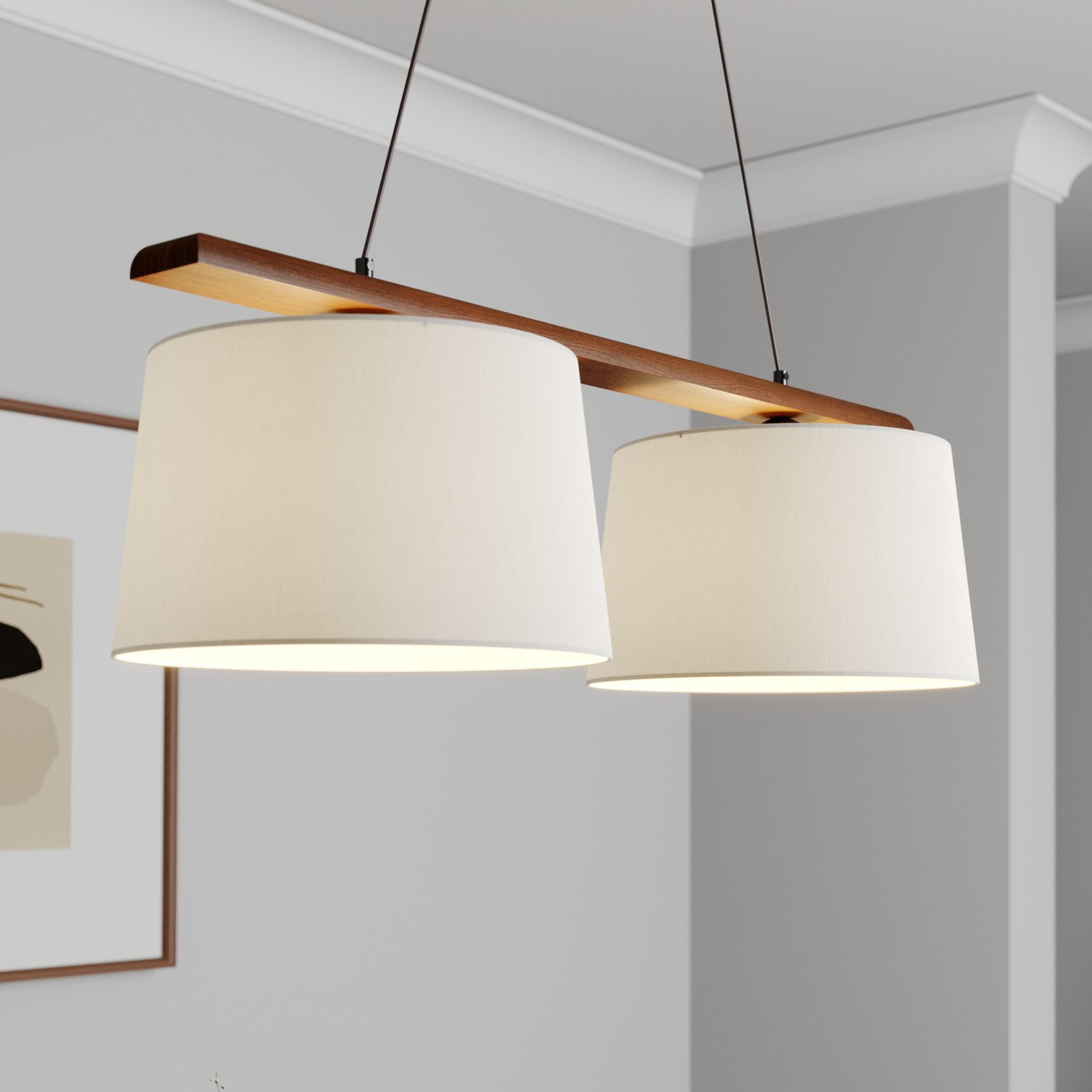 Sweden hanglamp, 2-lamps, walnoot eiken