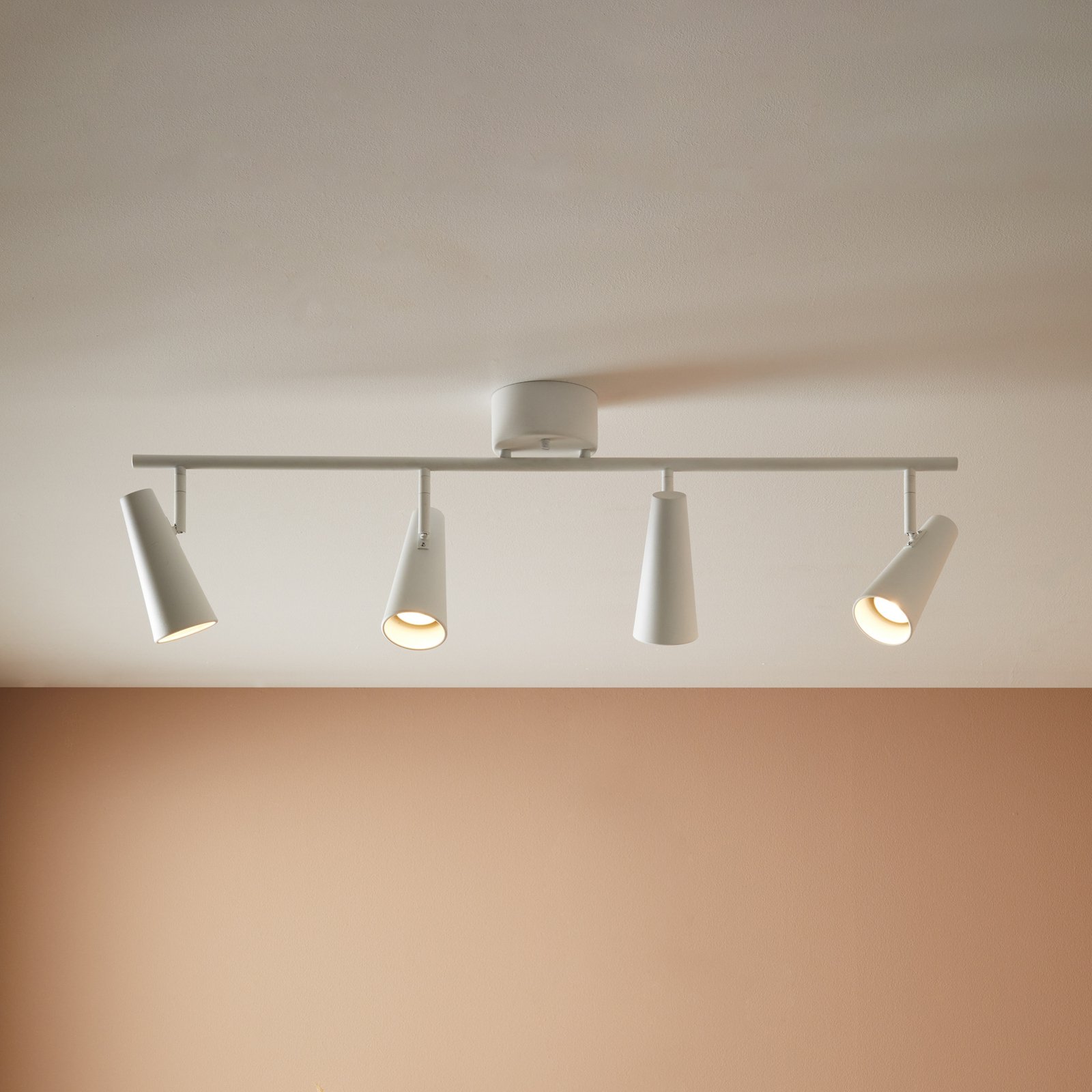 Ceiling spotlight Crest, metal white, 4-bulb