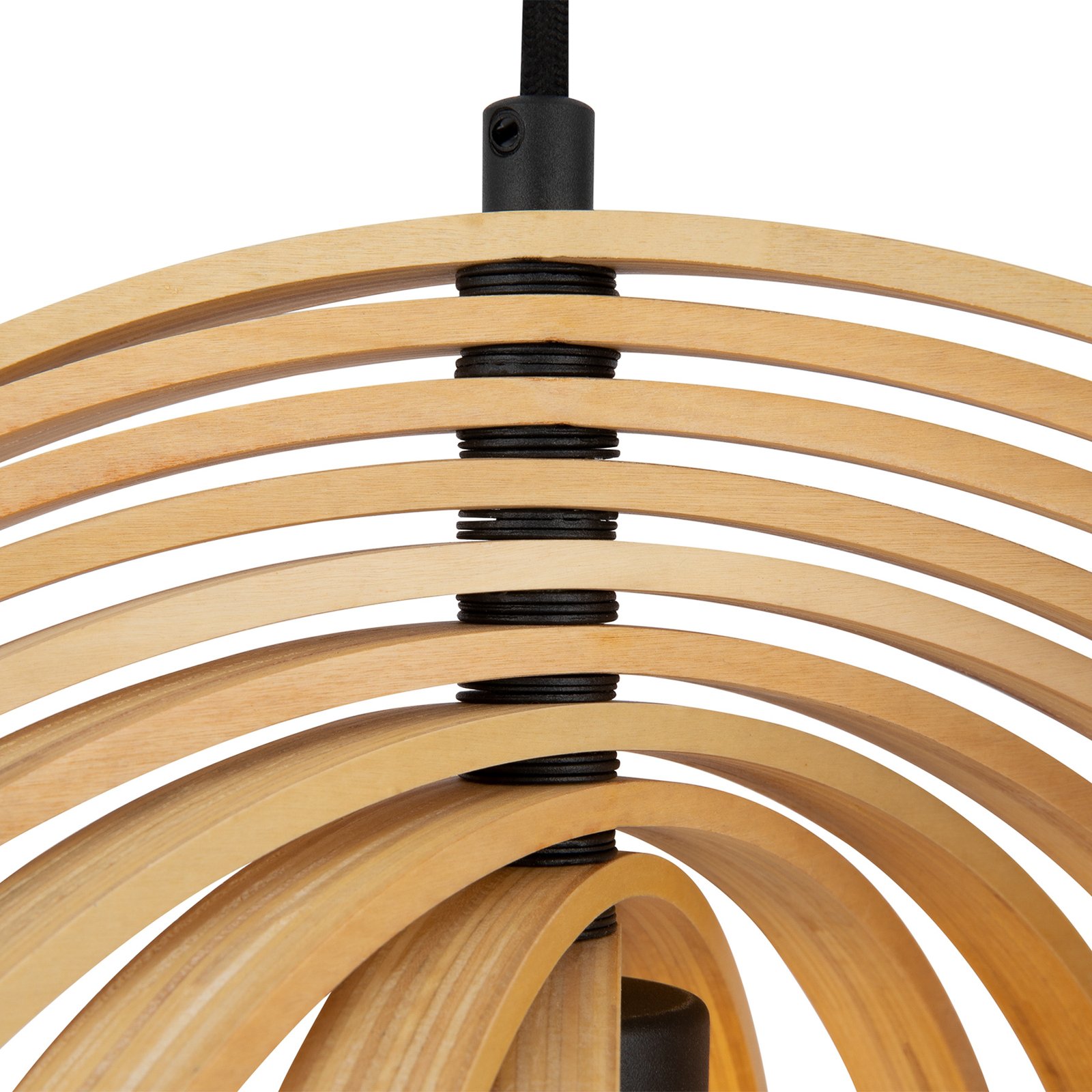 Suspension Maytoni Roots, forme sphérique, Ø 43 cm, bois/noir