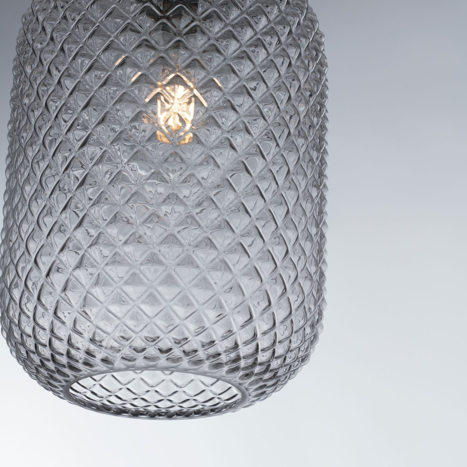 Ashford S15 pendant light, glass lampshade, grey