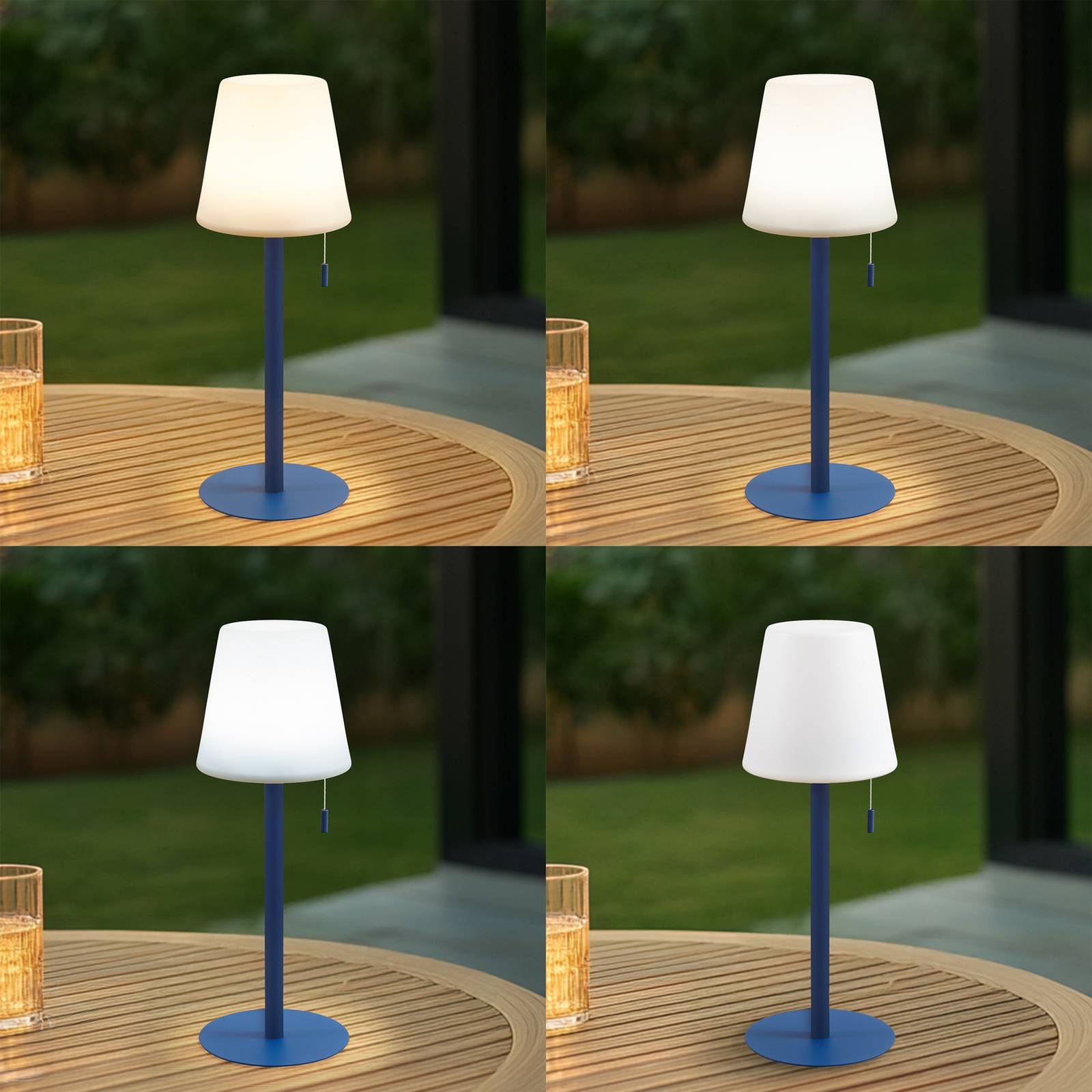 Lampa akumulatorowa LED Lindby Azalea niebieska aluminium CCT z regulacją