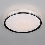 Varda LED ceiling light, black, Ø 39 cm, remote control