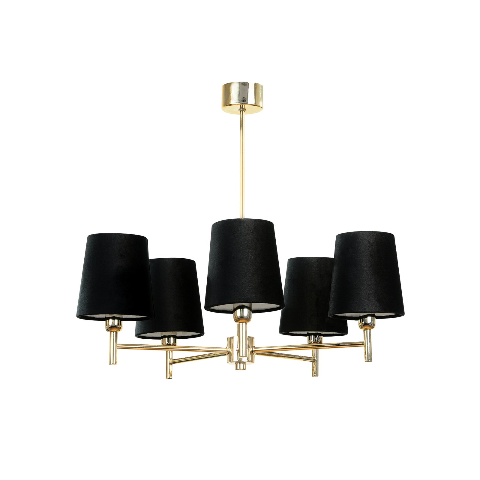 Euluna chandelier Nita, black/gold, 5-bulb