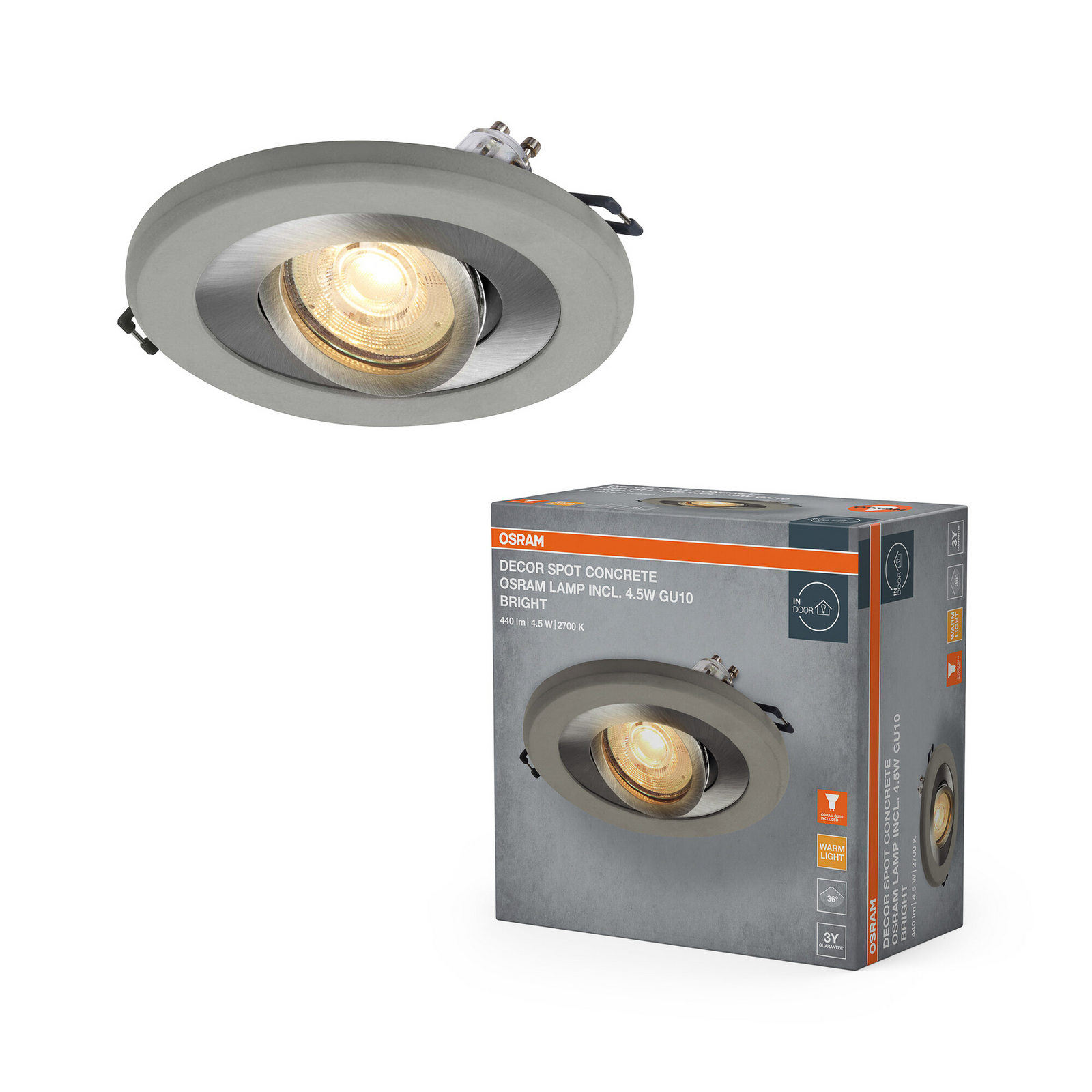 OSRAM Εντοιχισμένος προβολέας, χρώμα ανοιχτό μπετόν/νικέλιο, Ø 12 cm, GU10-LED OSRAM Εντοιχισμένος προβολέας, χρώμα ανοιχτό μπετόν/νικέλιο, Ø 12 cm, GU10-LED