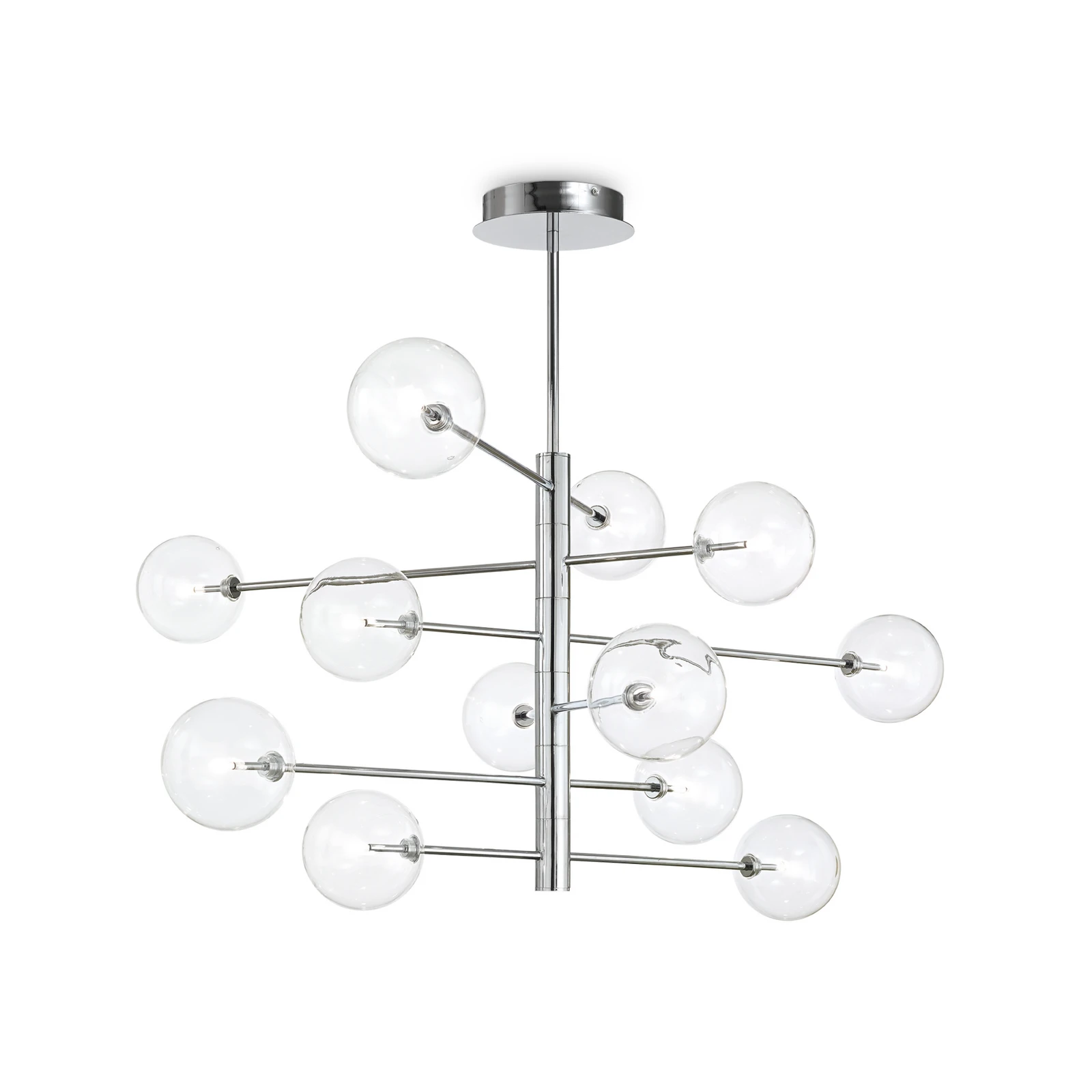 Závesné svietidlo IDEAL LUX Equinoxe, chróm/číra, 12-pl.