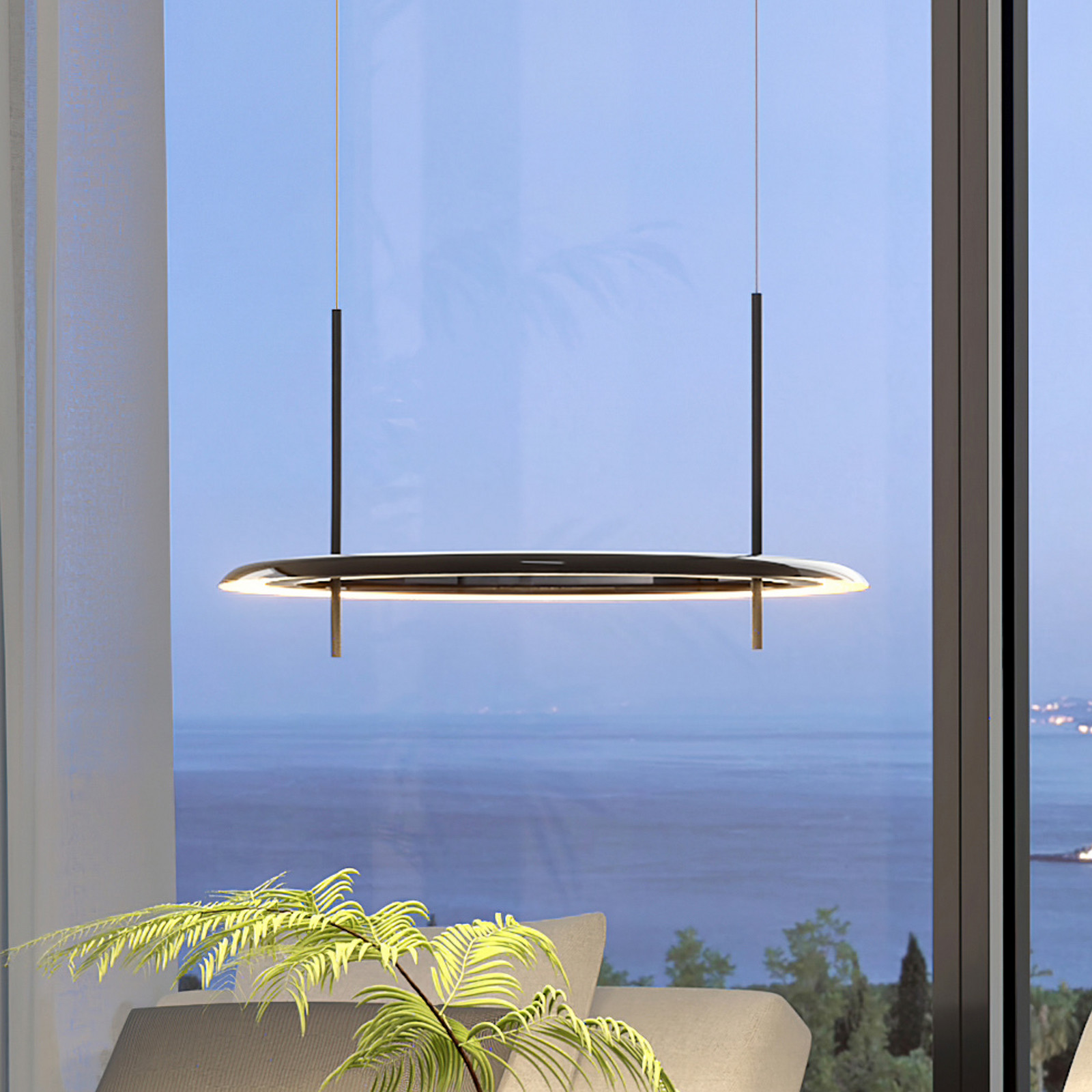 Molto Luce Lampă suspendată cu LED Vuto PD negru lucios Ø 60 cm - Camera de zi / sufragerie - modern - Aluminiu