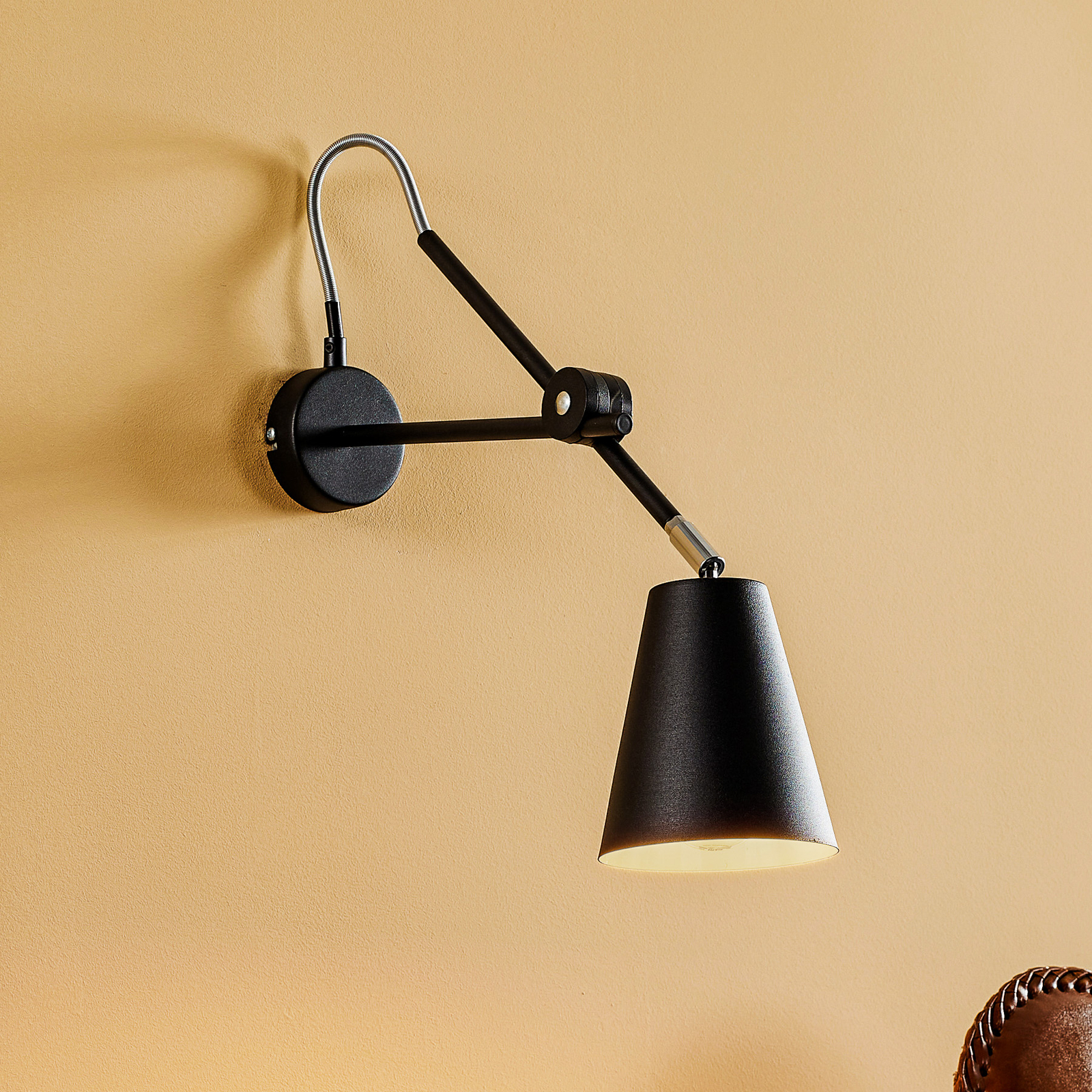 Wandlamp 1008, 1-lamp, zwart