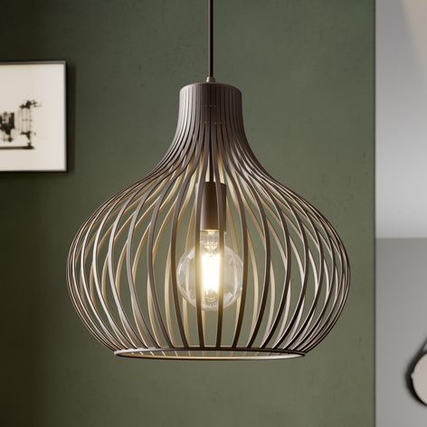 Lindby Frances hänglampa, brun, 1 lampa, Ø 38 cm
