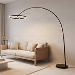 Łukowa lampa podłogowa LED Lucande Virvera, okrągła, czarny, metal