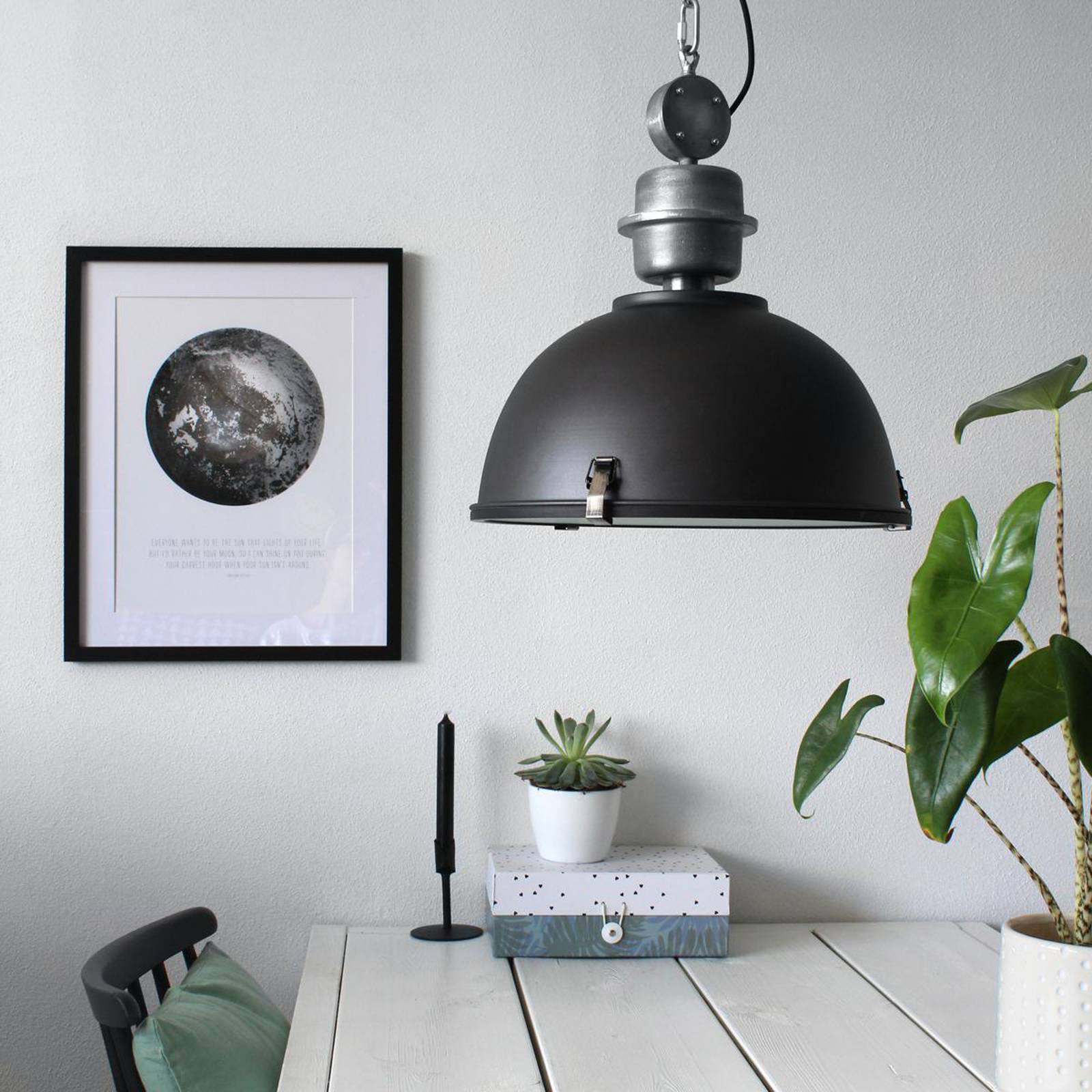 Hängeleuchte Bikkel, Ø 42 cm, schwarz, Metall, Glas, E27 günstig online kaufen