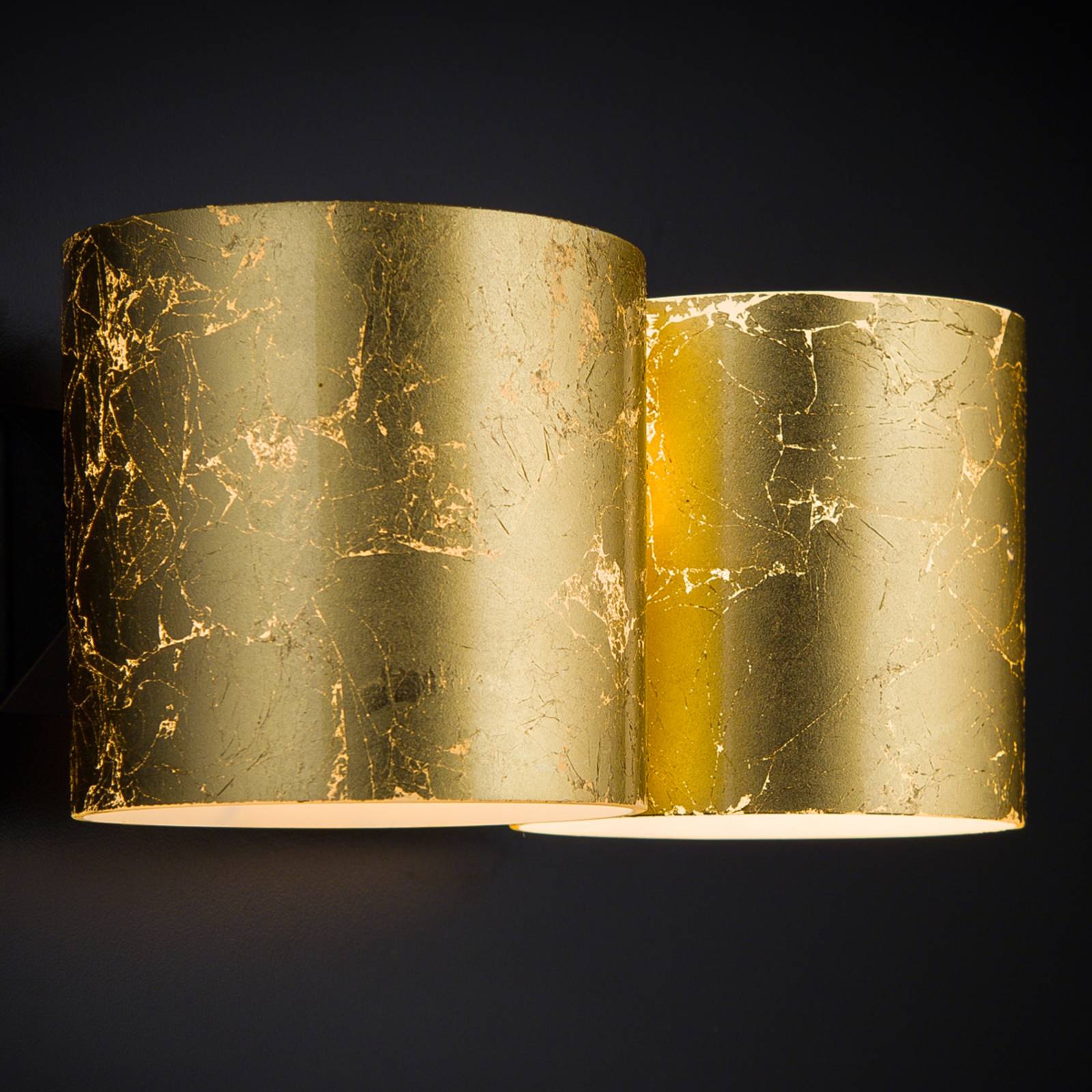 Dvoj-plameňové svietidlo Brick s lístkovým zlatom