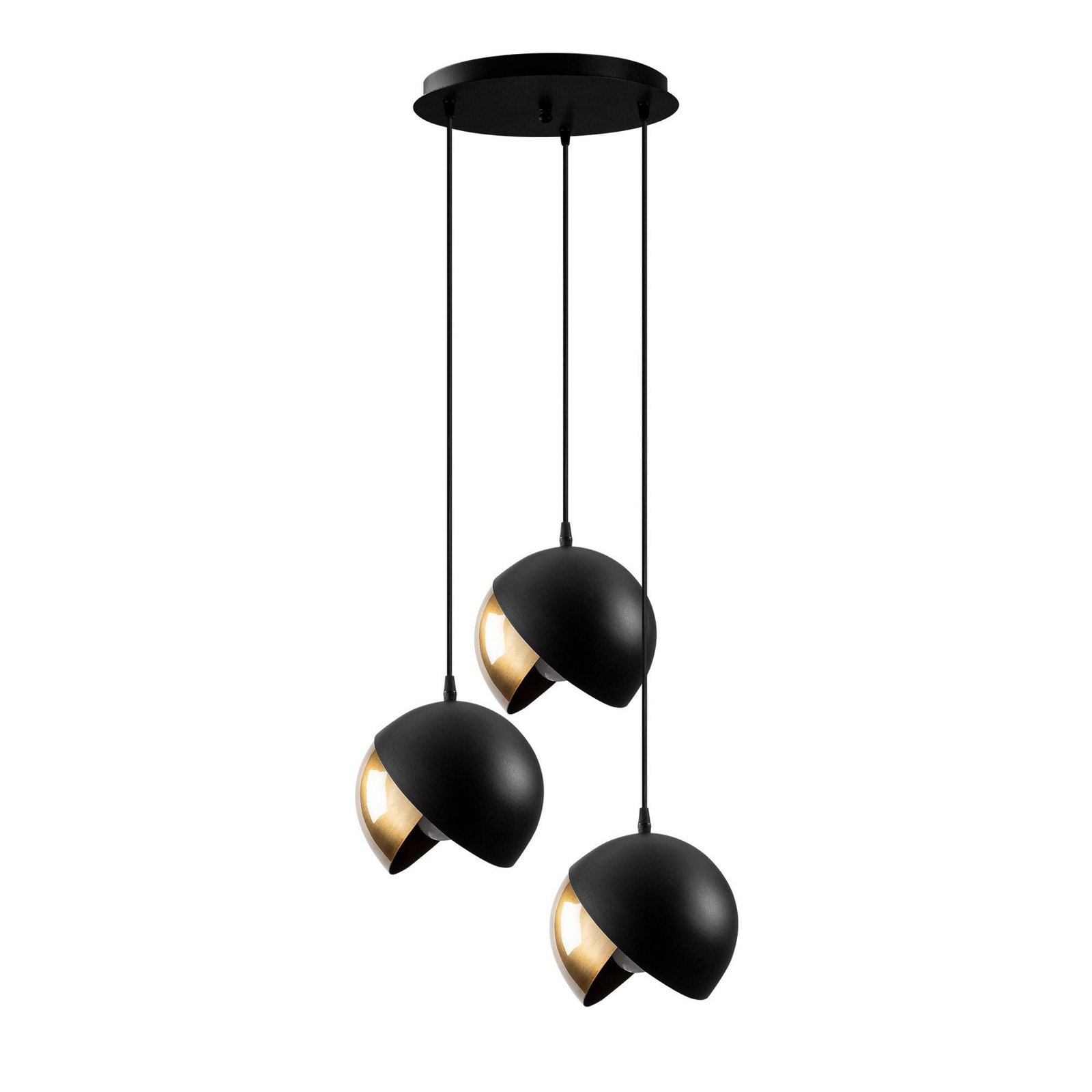 Berceste 252-S2 pendant light black/gold metal 3-bulb round