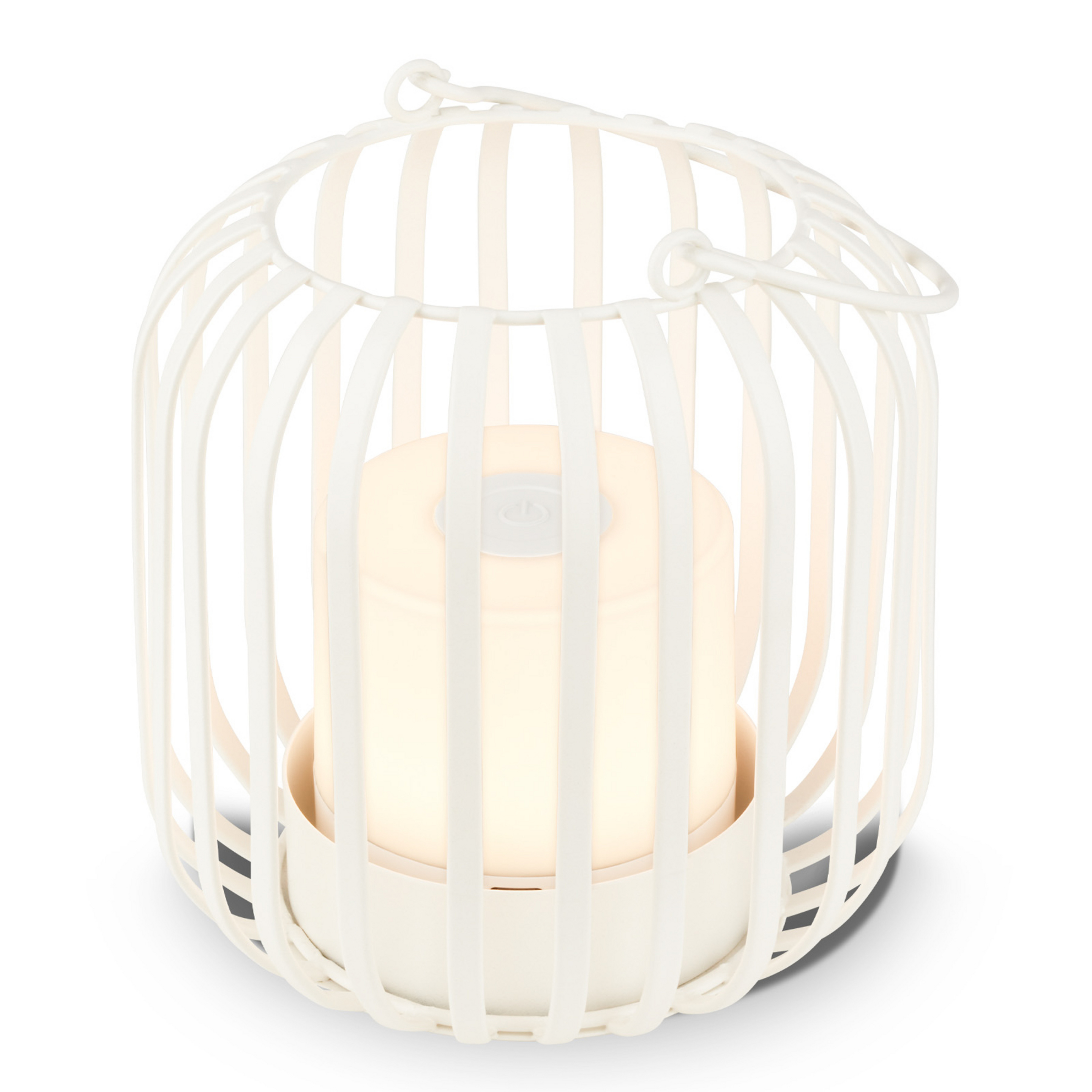 Lampe batterie LED 7279 IP44 panier métal blanc