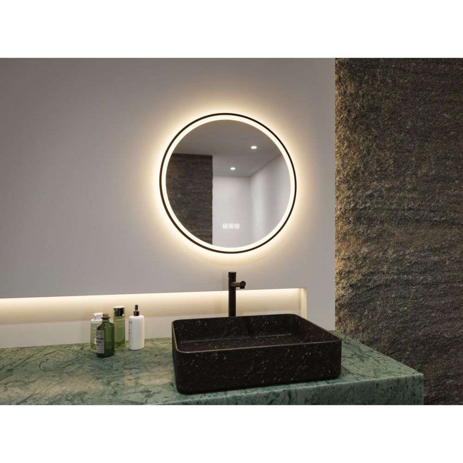 Mirra LED Illuminated Mirror IP44 Dim. Round Ø59 Čierna/Mirror - Paulmann