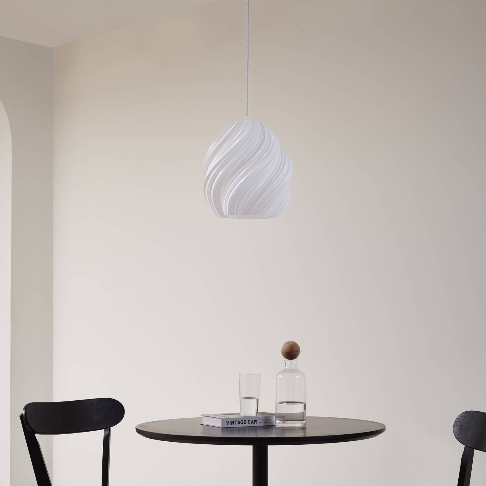 Lampa wisząca Lindby Nuvia, Ø 30 cm, biała, druk 3D