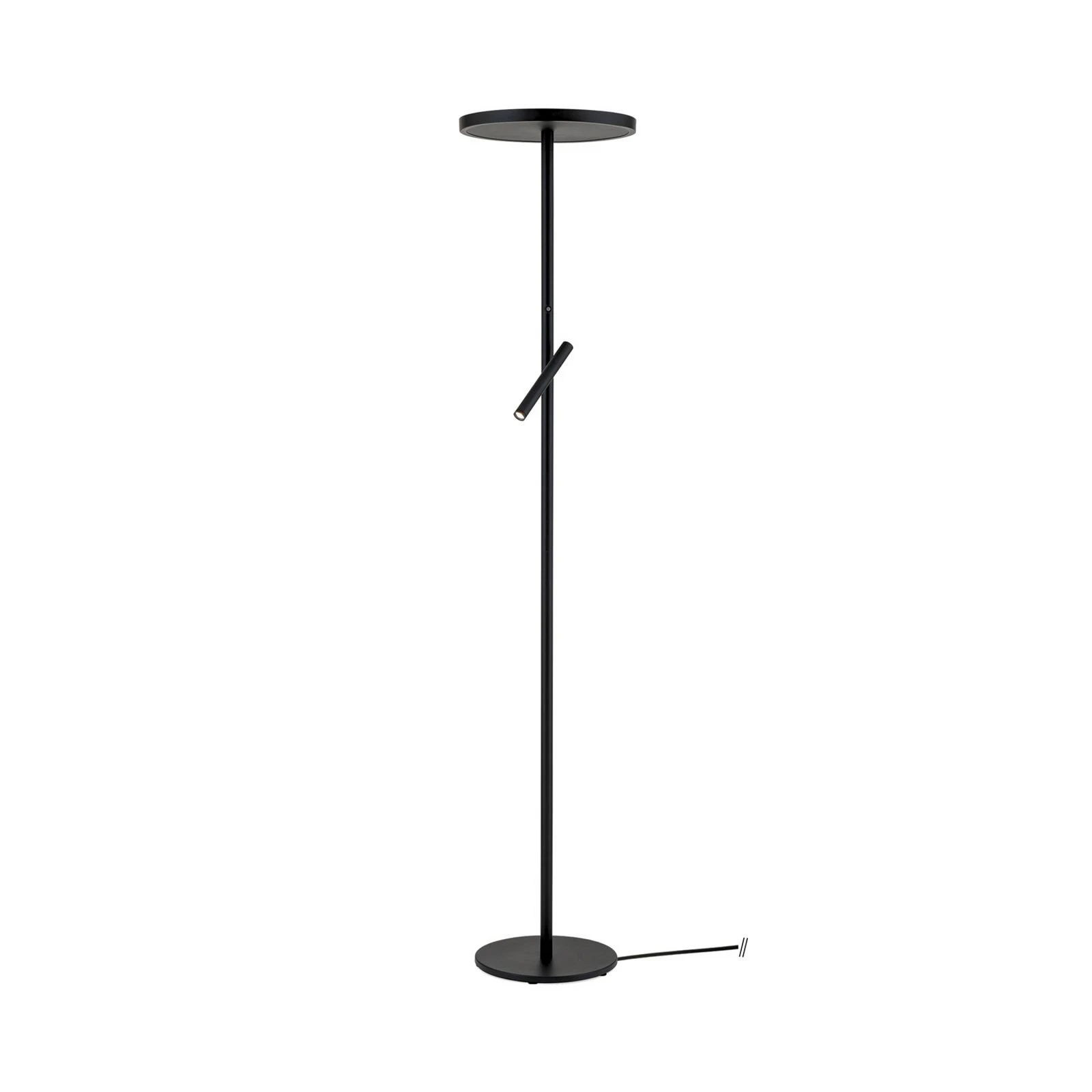 Lampadaire LED Teide, noir, métal, lampe de lecture, variateur d'intensité