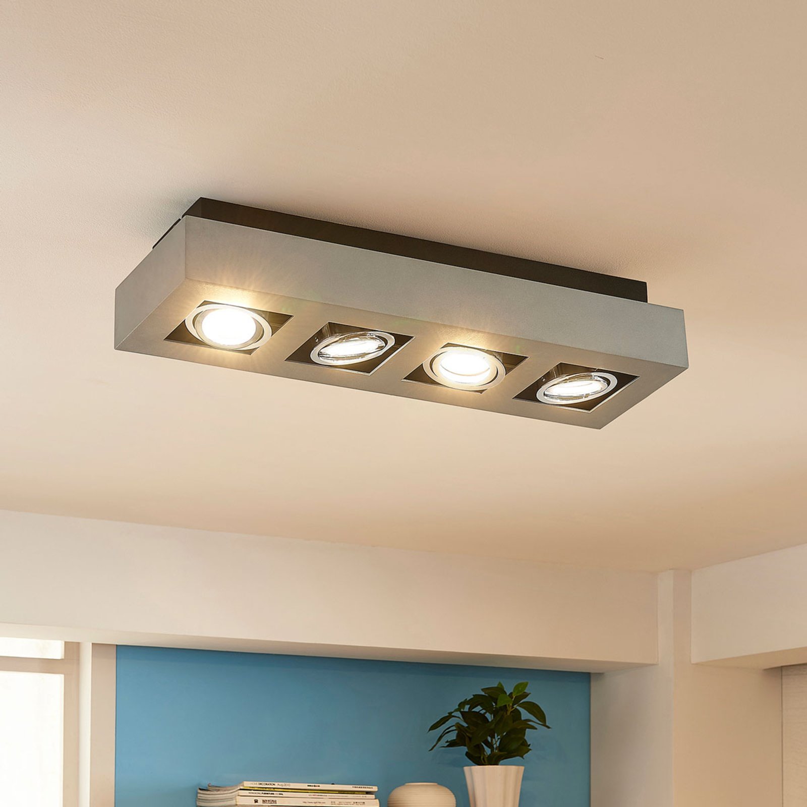 Lampada da soffitto LED Vince con 4 faretti