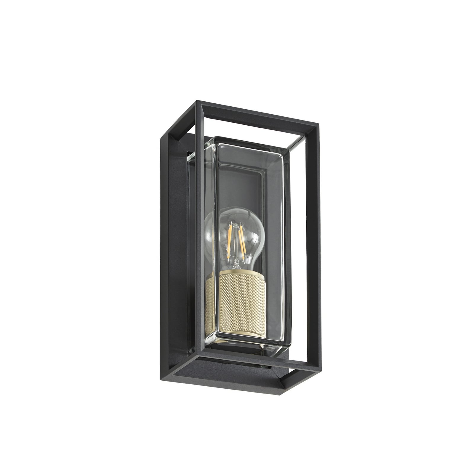 Ismera Außenwandlampe, E27 IP65 anthrazit/messing - Arcchio