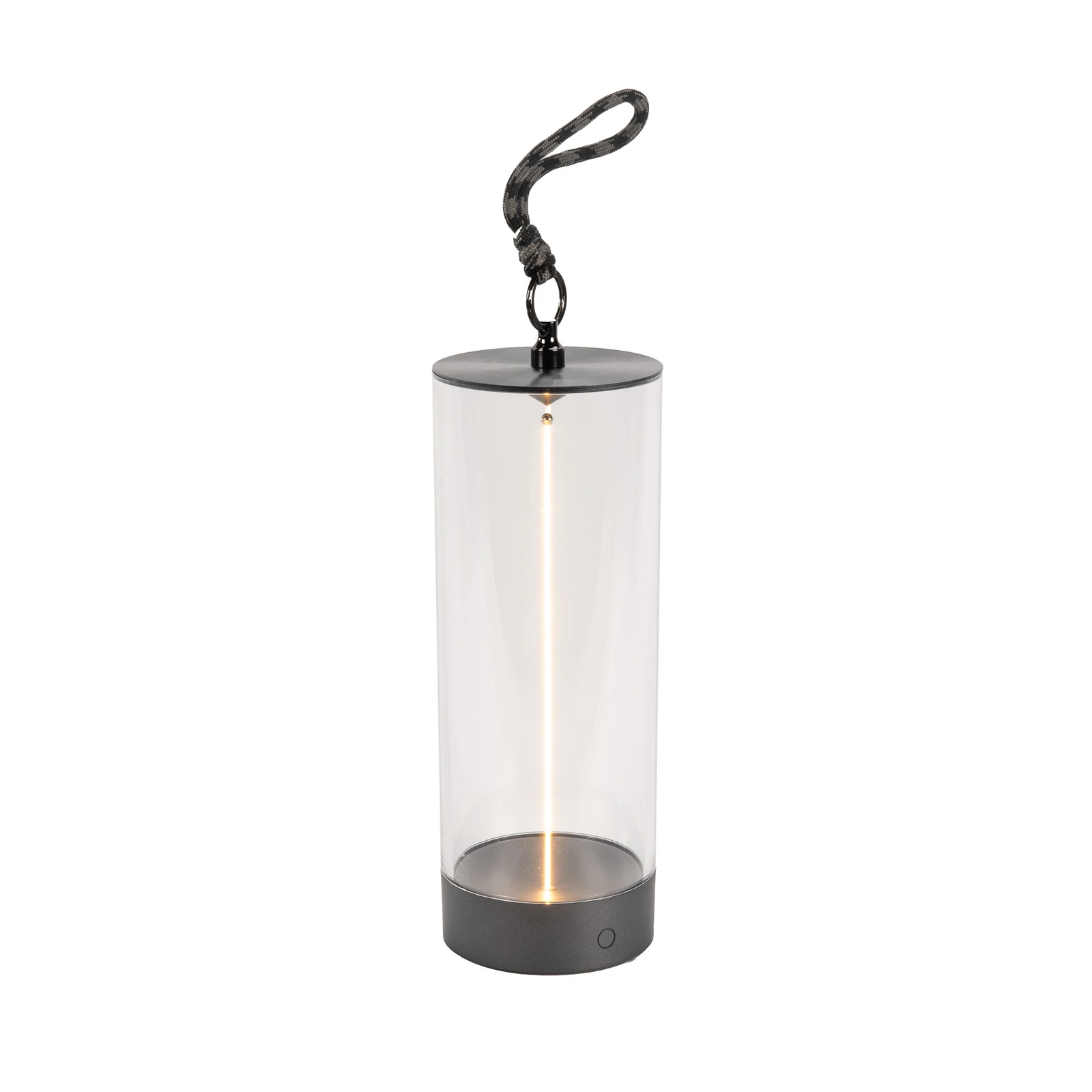 Lampe à poser LED rechargeable Edison, hauteur 24 cm, gris/transparent, IP54