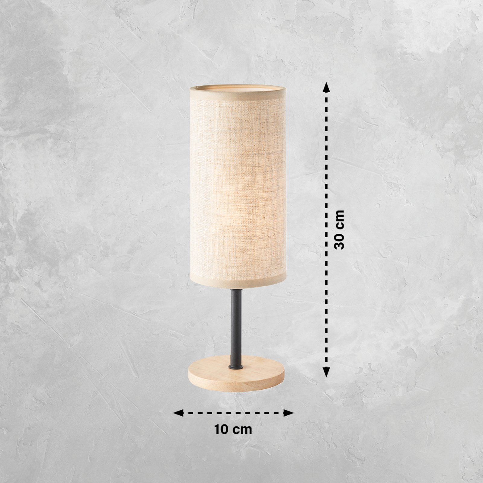 Stolní lampa Parma, béžová, len/dřevo, výška 30 cm, E14