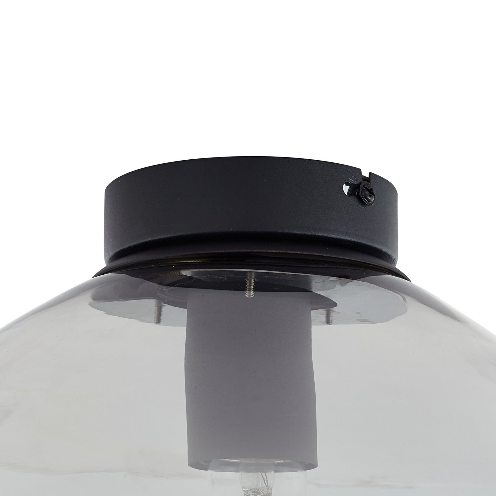Plafoniera Lindby Lelia, grigio fumo, vetro, Ø 35 cm