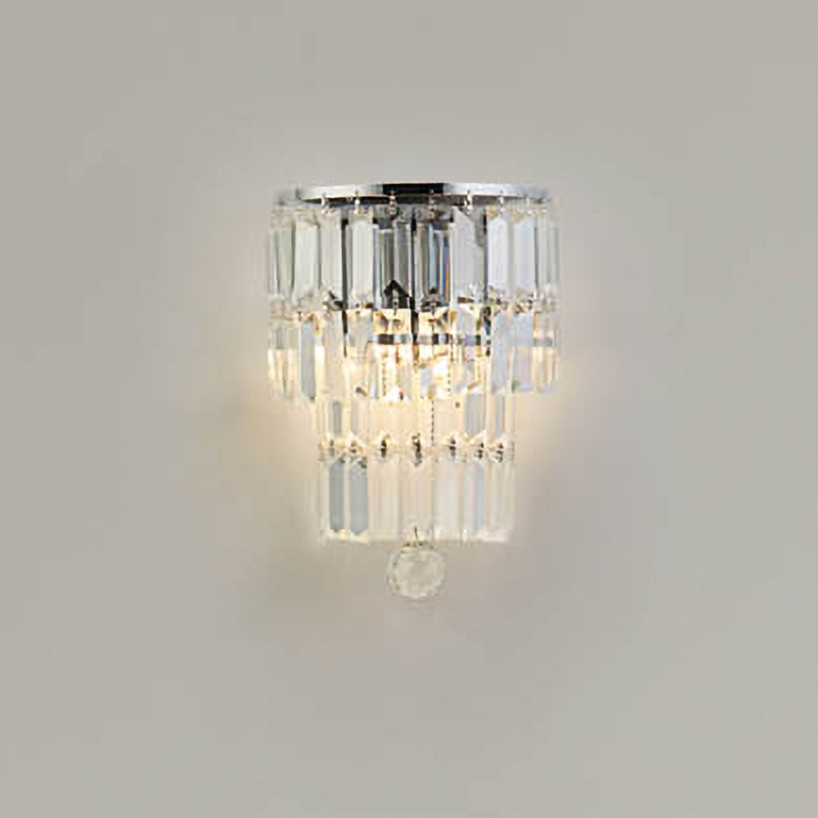 Empire wall light, chrome/clear crystal glass, steel, IP44