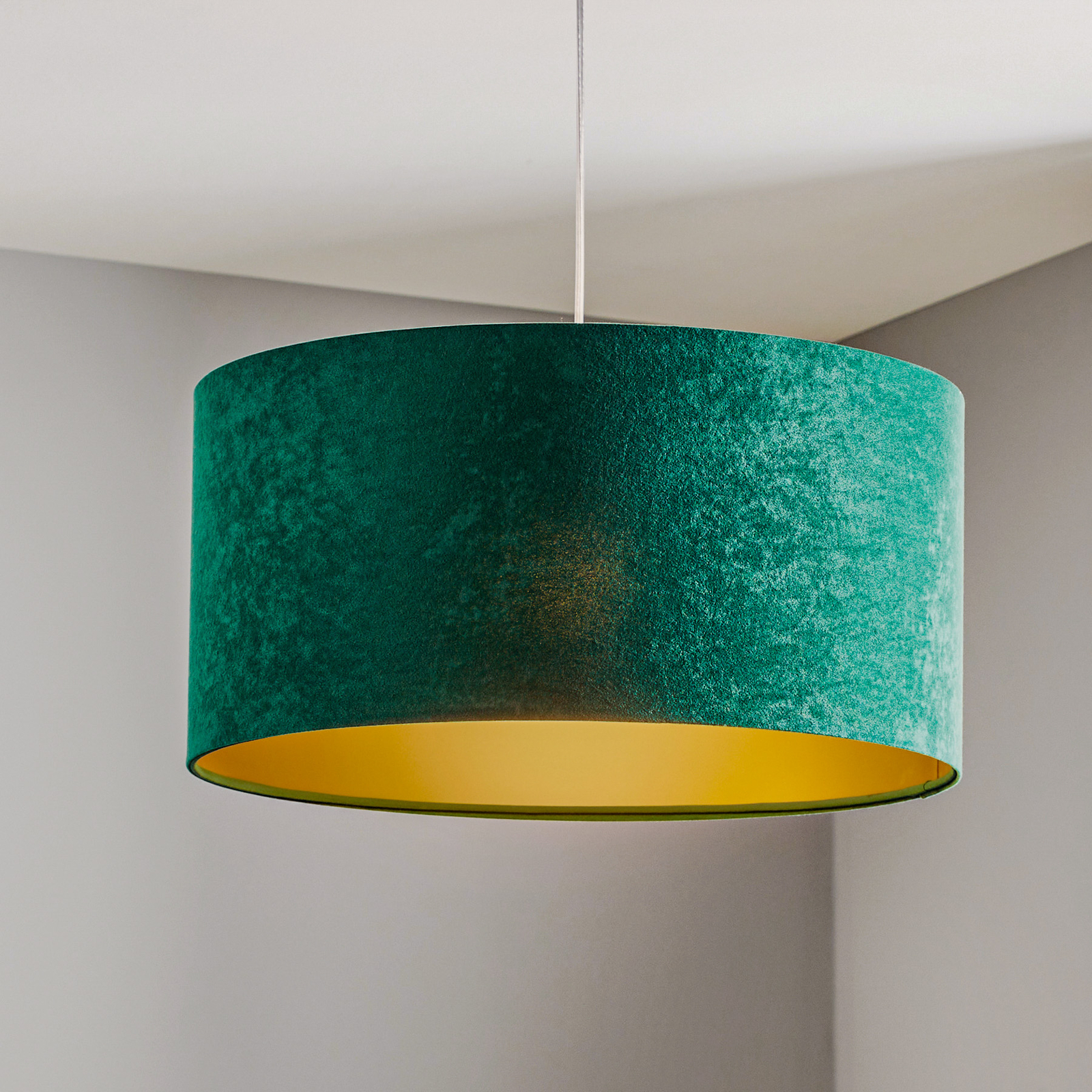 Závesná lampa Salina, zelená/zlatá, Ø 50 cm