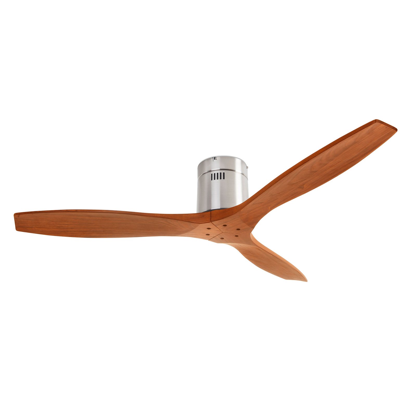 Stem ceiling fan with wooden blades, dark wood