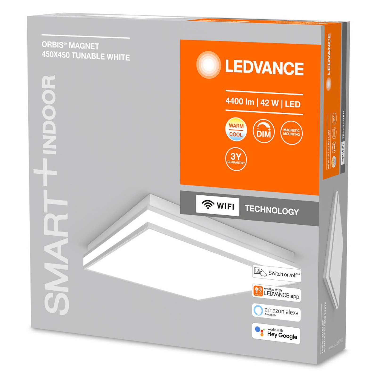 LEDVANCE SMART+ WiFi Orbis magnet sivý, 45x45cm