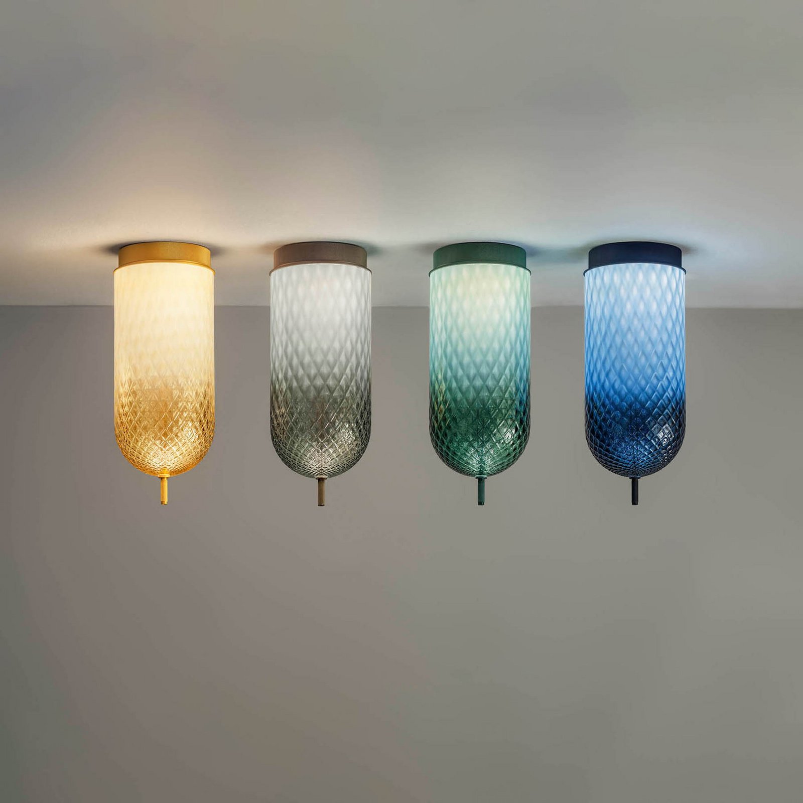 OLEV LED ceiling lamp Curuba, brown, glass, height 40 cm 2,700 K