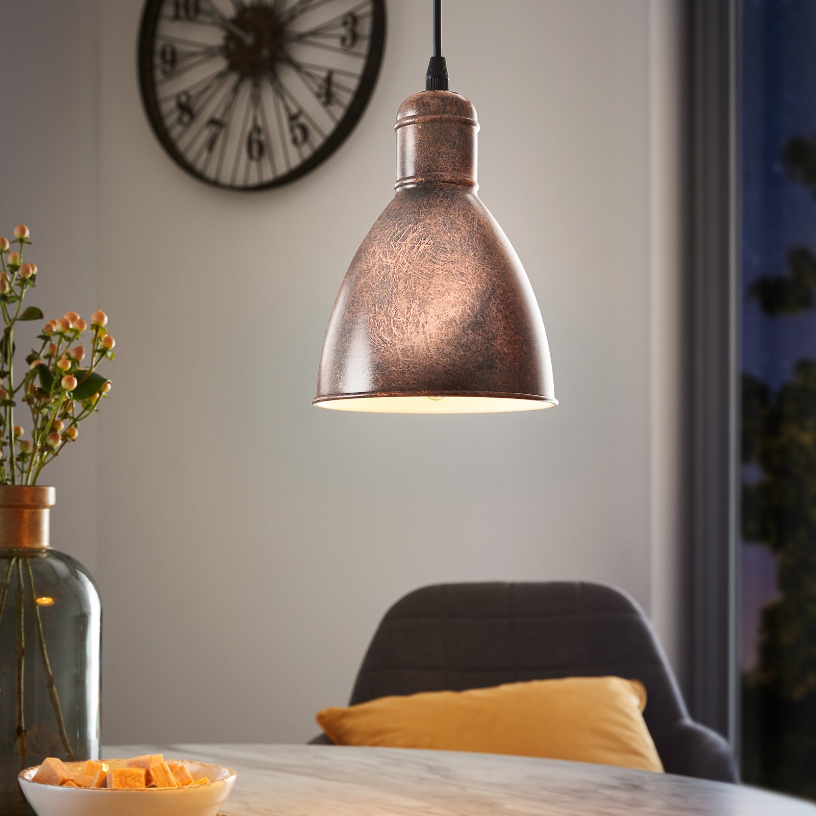 Priddy 1 vintage-riippuvalo 1-lampp antiikkikupari