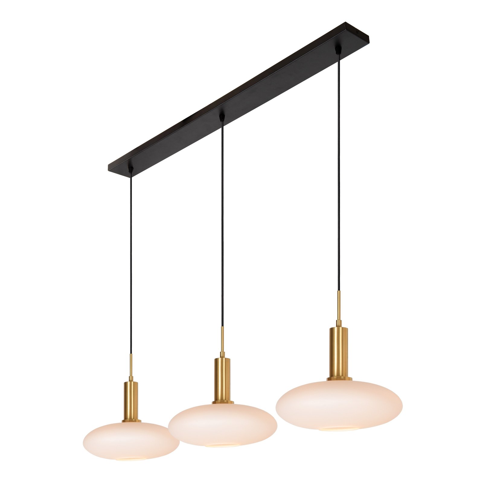 Singala glass pendant light, Ø 30 cm, 110 cm, opal, 3-bulb