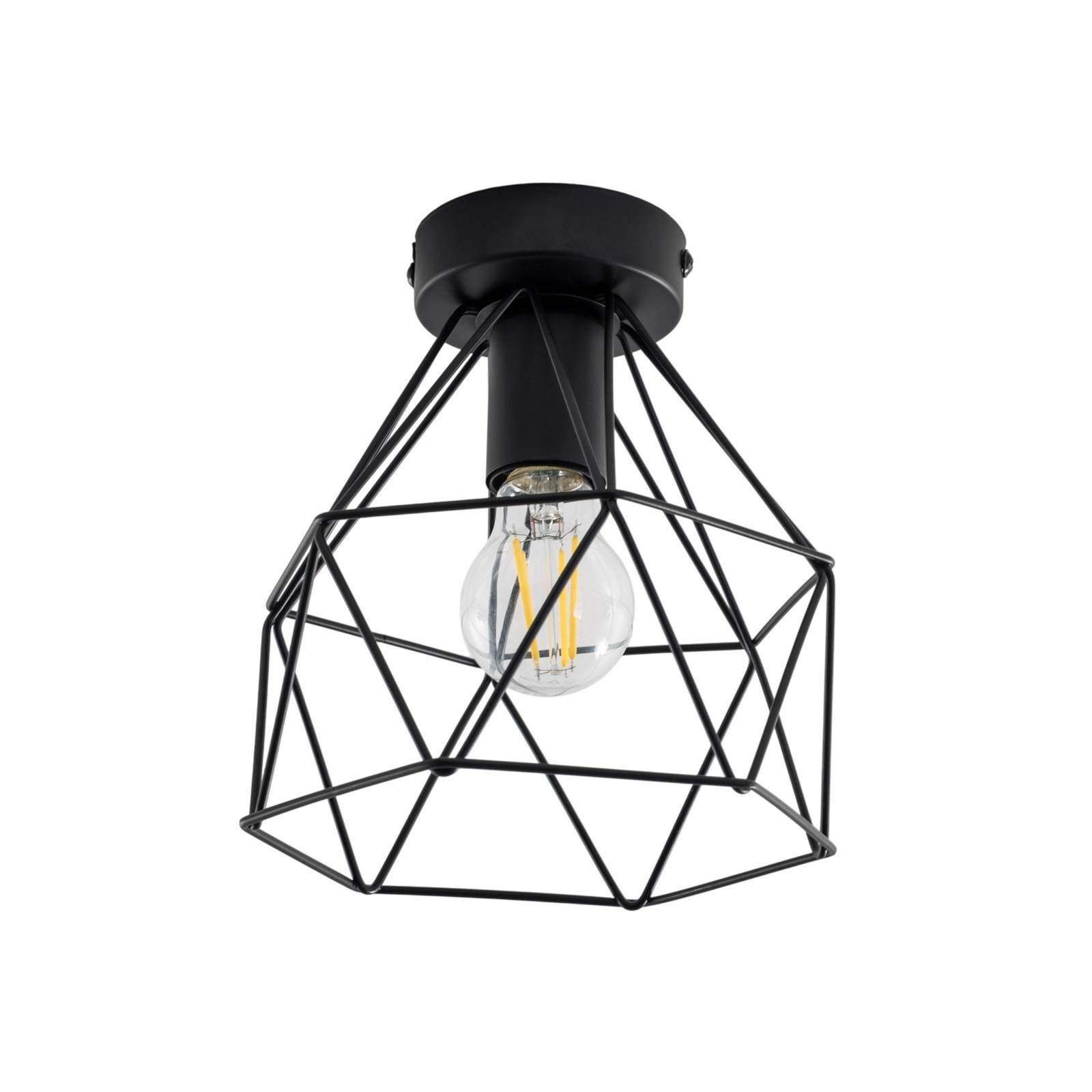 Deckenleuchte Patara, schwarz, Ø 20 cm, Gitterschirm, Metall günstig online kaufen