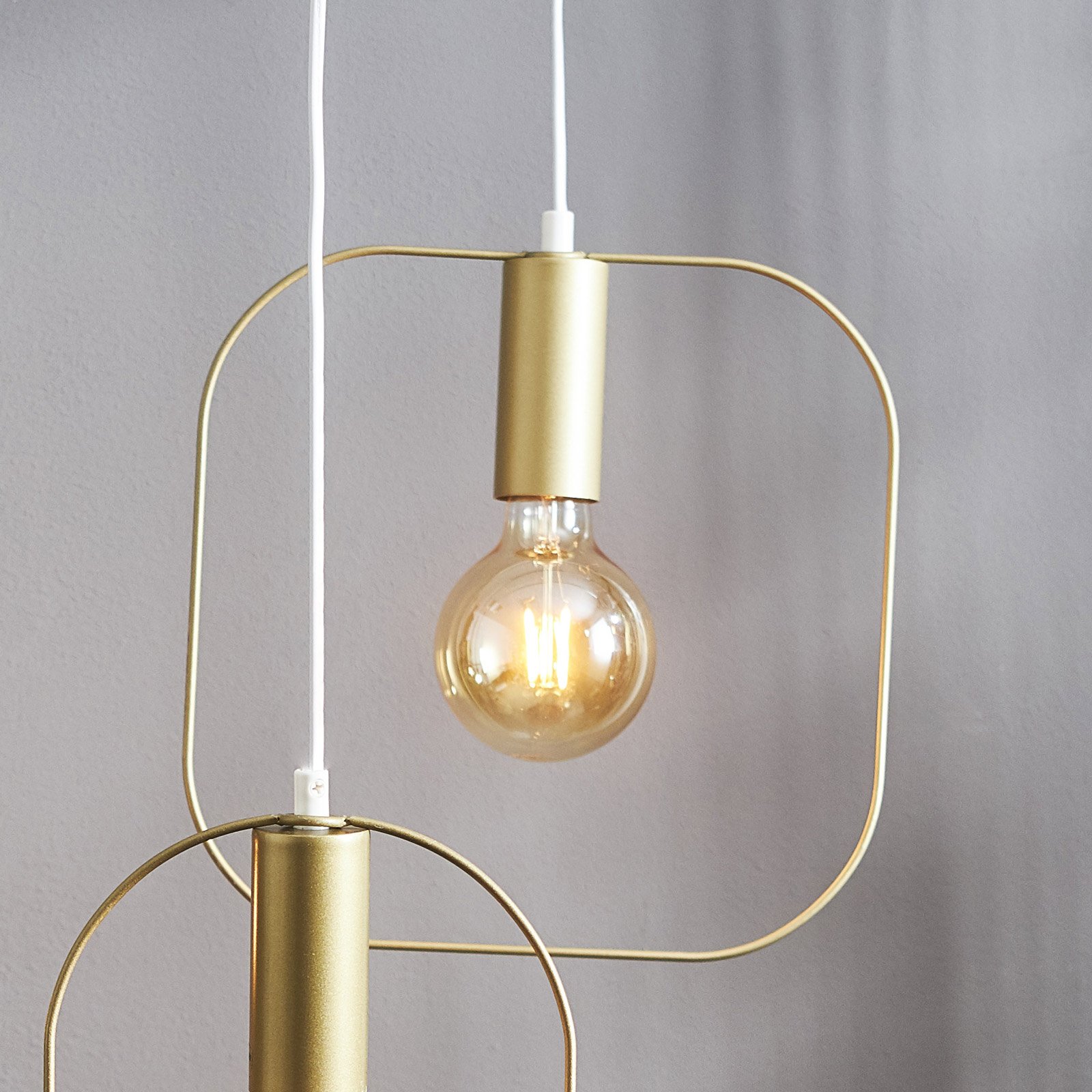 Shape decorative hanging light with square, gold