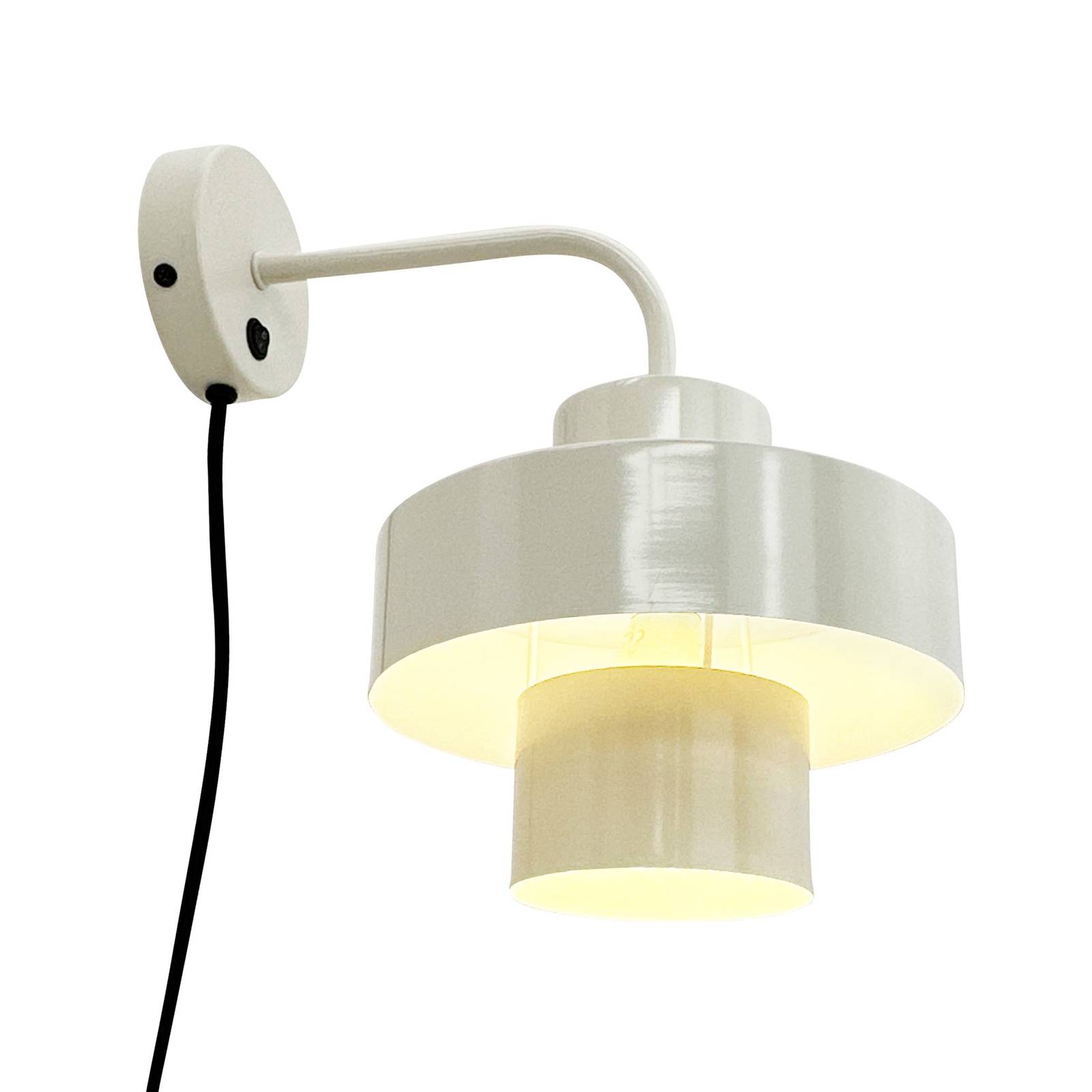 Dyberg Larsen lampa ścienna Stoke, kitowa biel, Ø 20 cm, metal