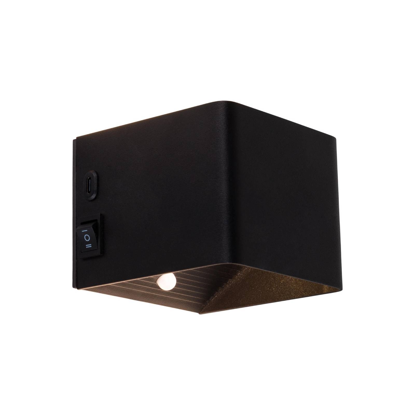 LED-Wandleuchte Cube Akku, magnetisch, schwarz