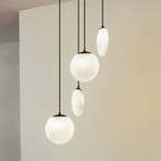 Lucande Hängeleuchte Lunelle, schwarz, Glas, 4-flg., Ø 40cm