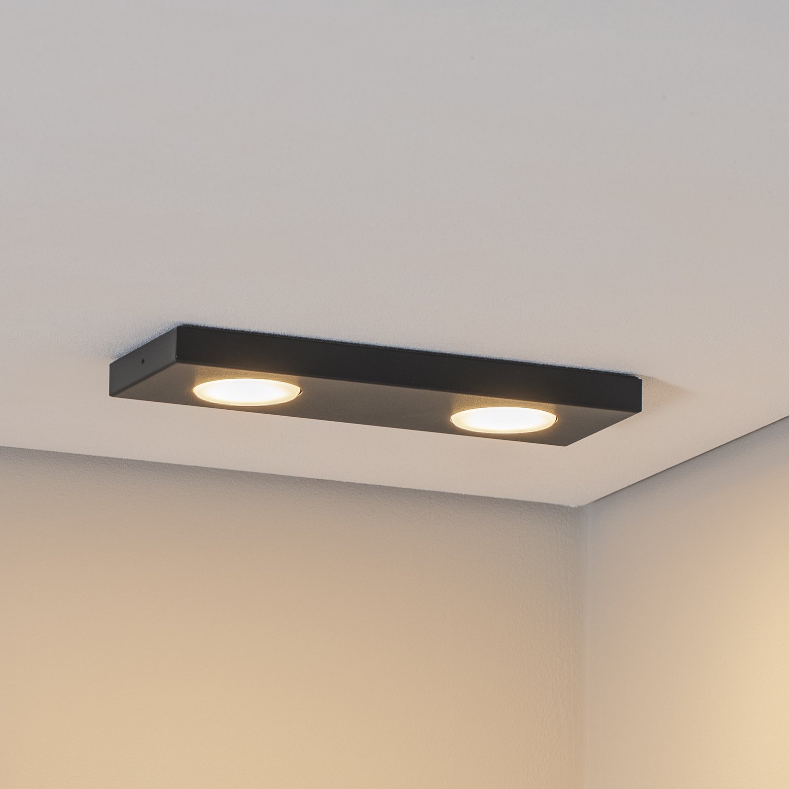 Hero ceiling light, 2-bulb, black, 12 x 35 cm, GX53