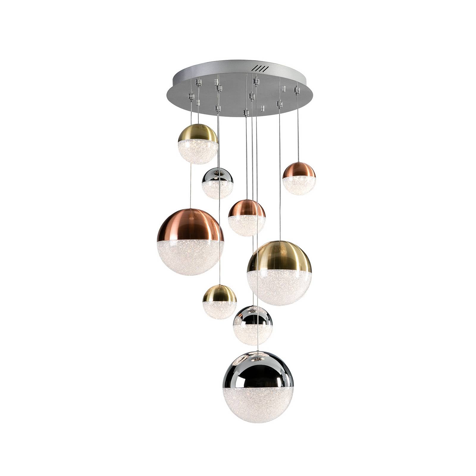 LED-Hängeleuchte Sphere, 9-fl., dimmbar, Ø 50 cm, multicolor
