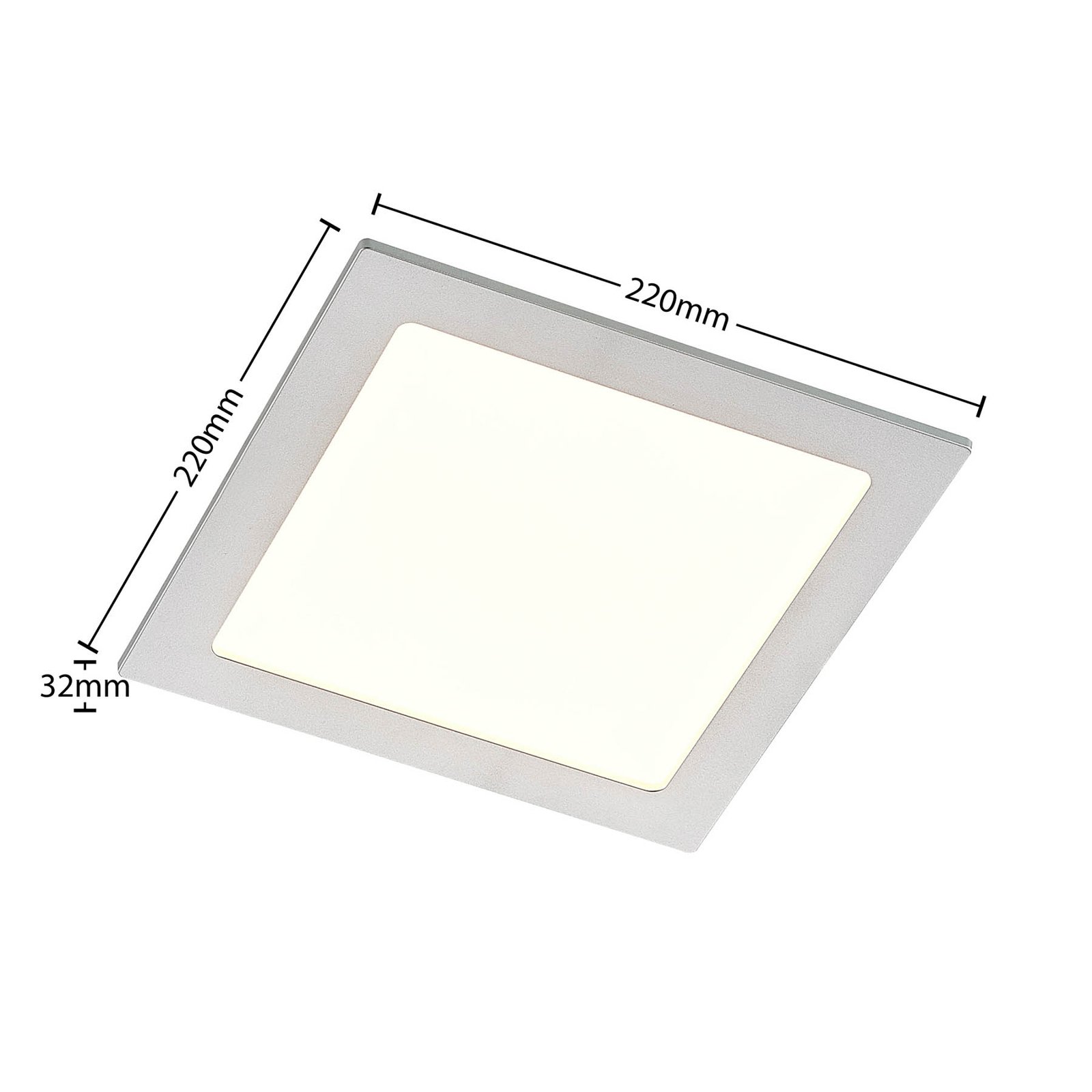 Prios Helina LED inbouwlamp, zilver, 22 cm, 24 W
