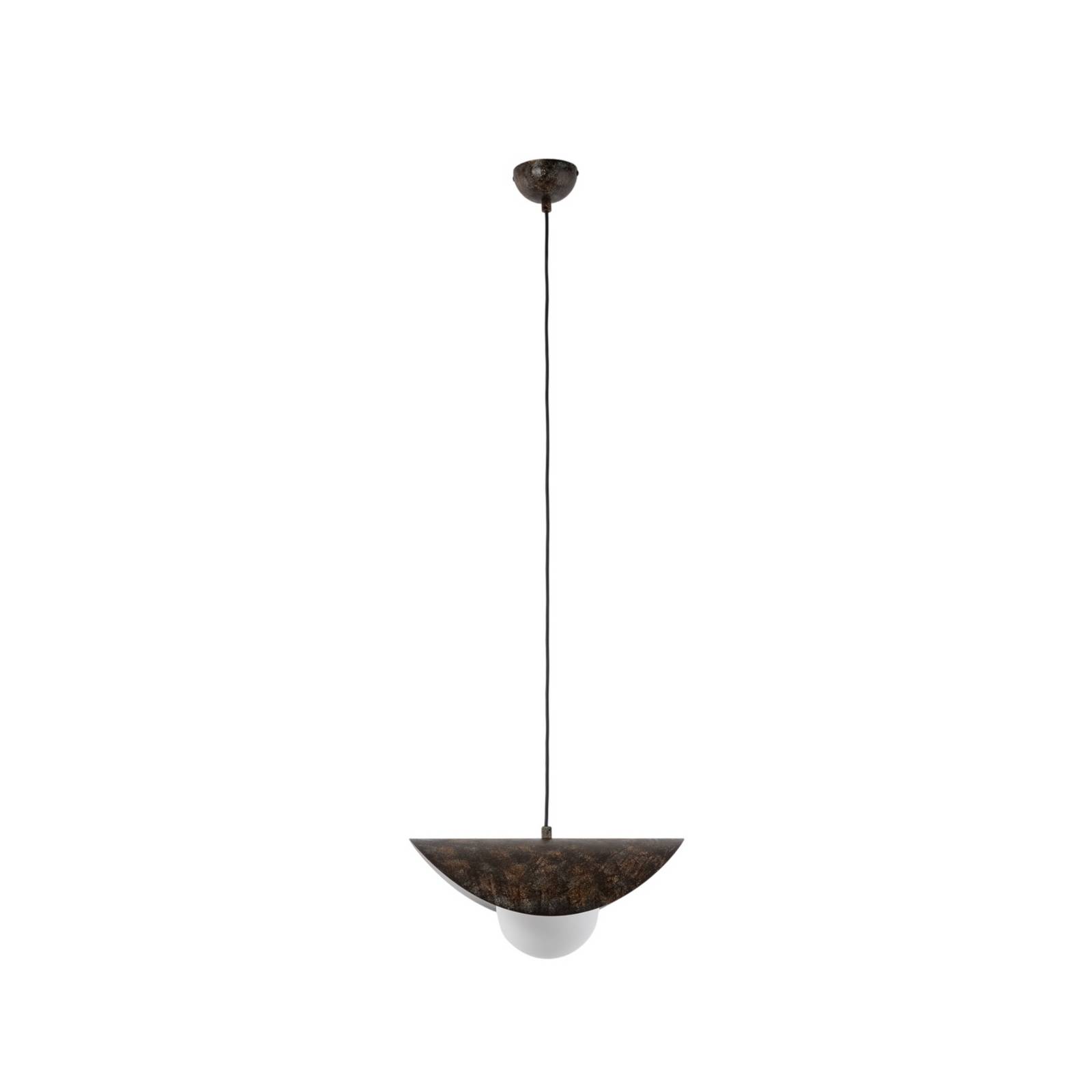 Hängeleuchte Vatoz, 1-flammig, schwarz, Ø 40 cm, Metall/Glas