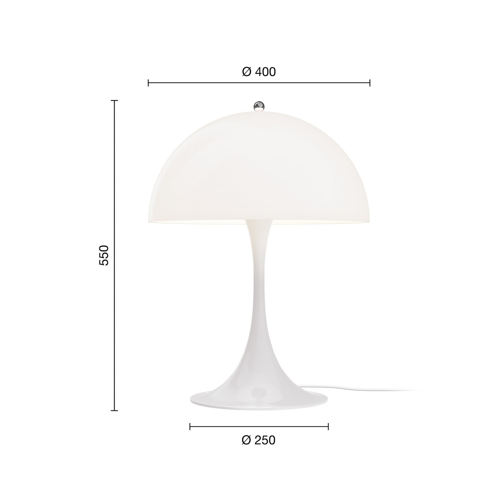 Lampe de table Panthella 400, blanc opale, hauteur 54 cm - Louis Poulsen