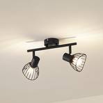 Lindby ceiling light Piena, black, 2-bulb, metal, 39cm