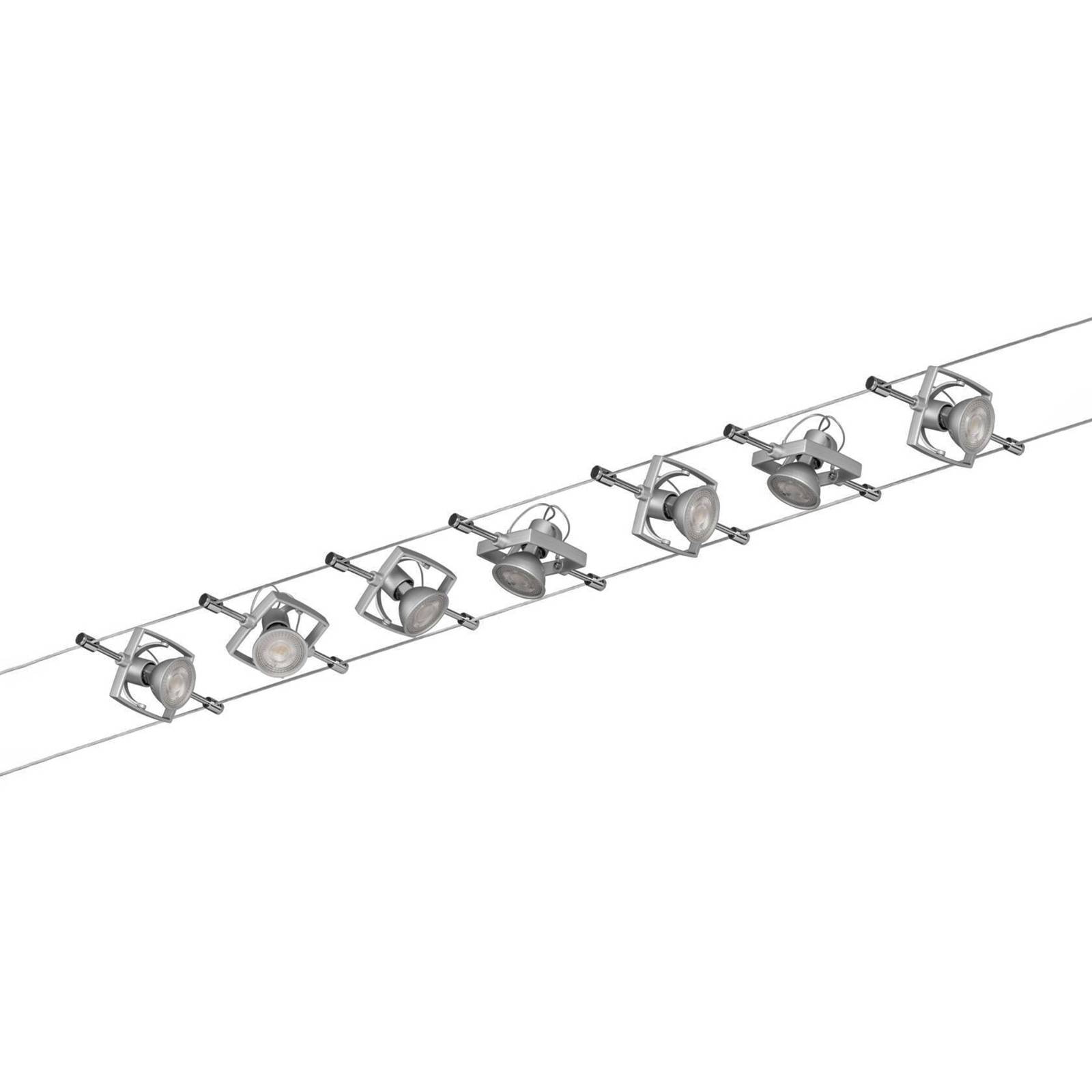 Paulmann Wire Mac II cable system, 7-bulb, chrome, for Hallway, metal, GU5.3 / MR16, 10 W, L: 500 cm, W: 18 cm