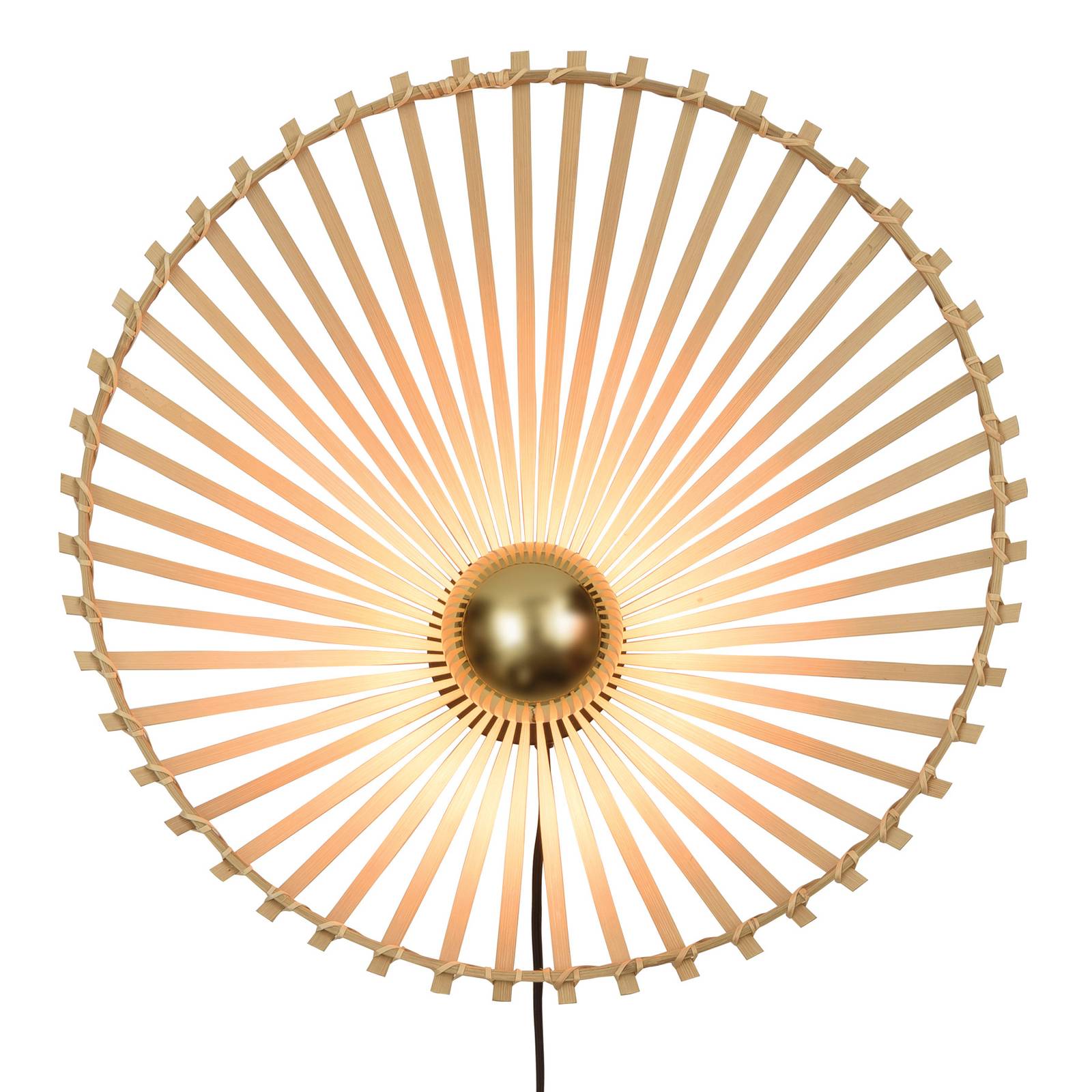 Good & Mojo GOOD MOJO Bromo wall light asymmetrical Ø 50 cm, for Living / Dining Room, bamboo, iron, fabric, E27, 60 W