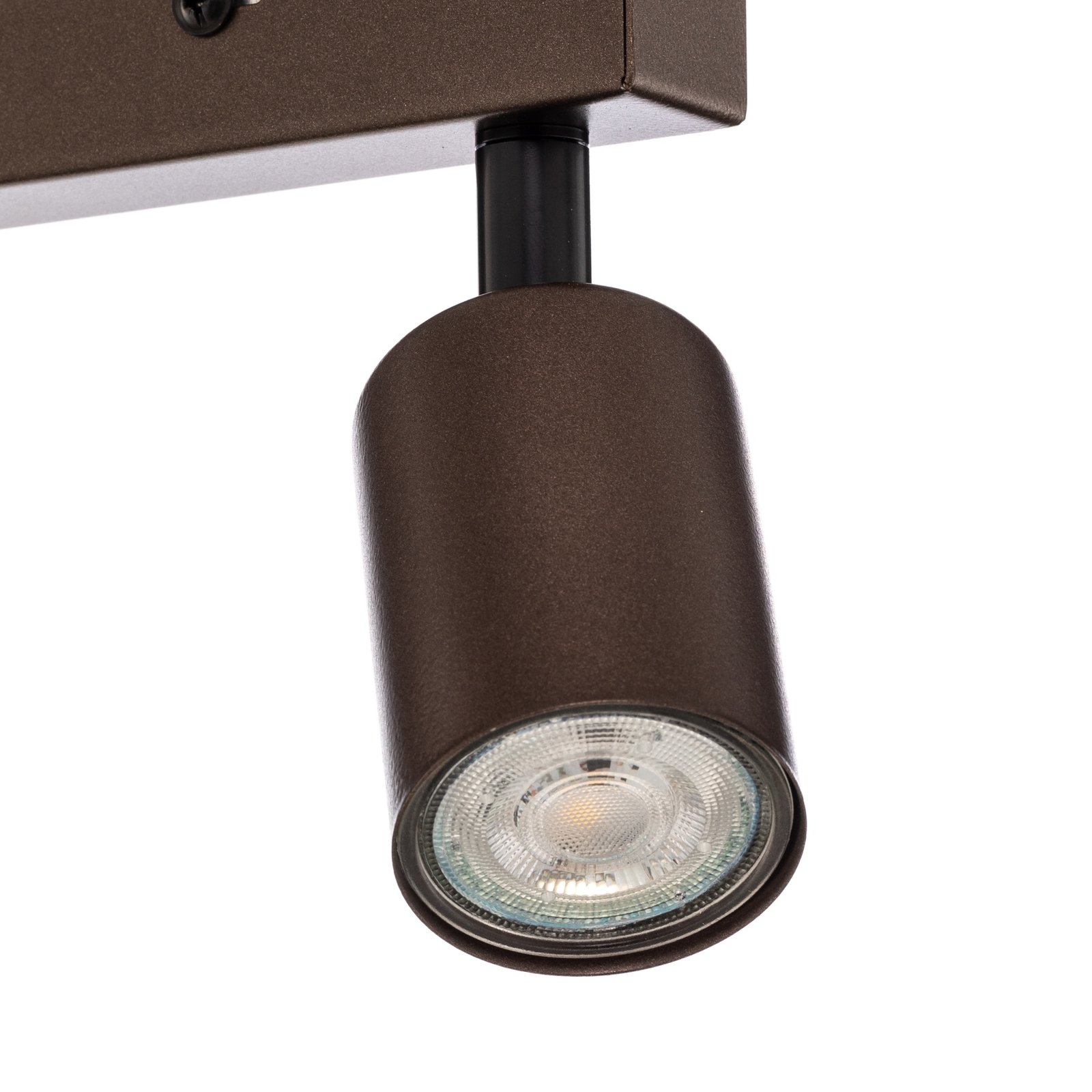 Plafón downlight Top, regulable, marrón, lineal de 2 luces