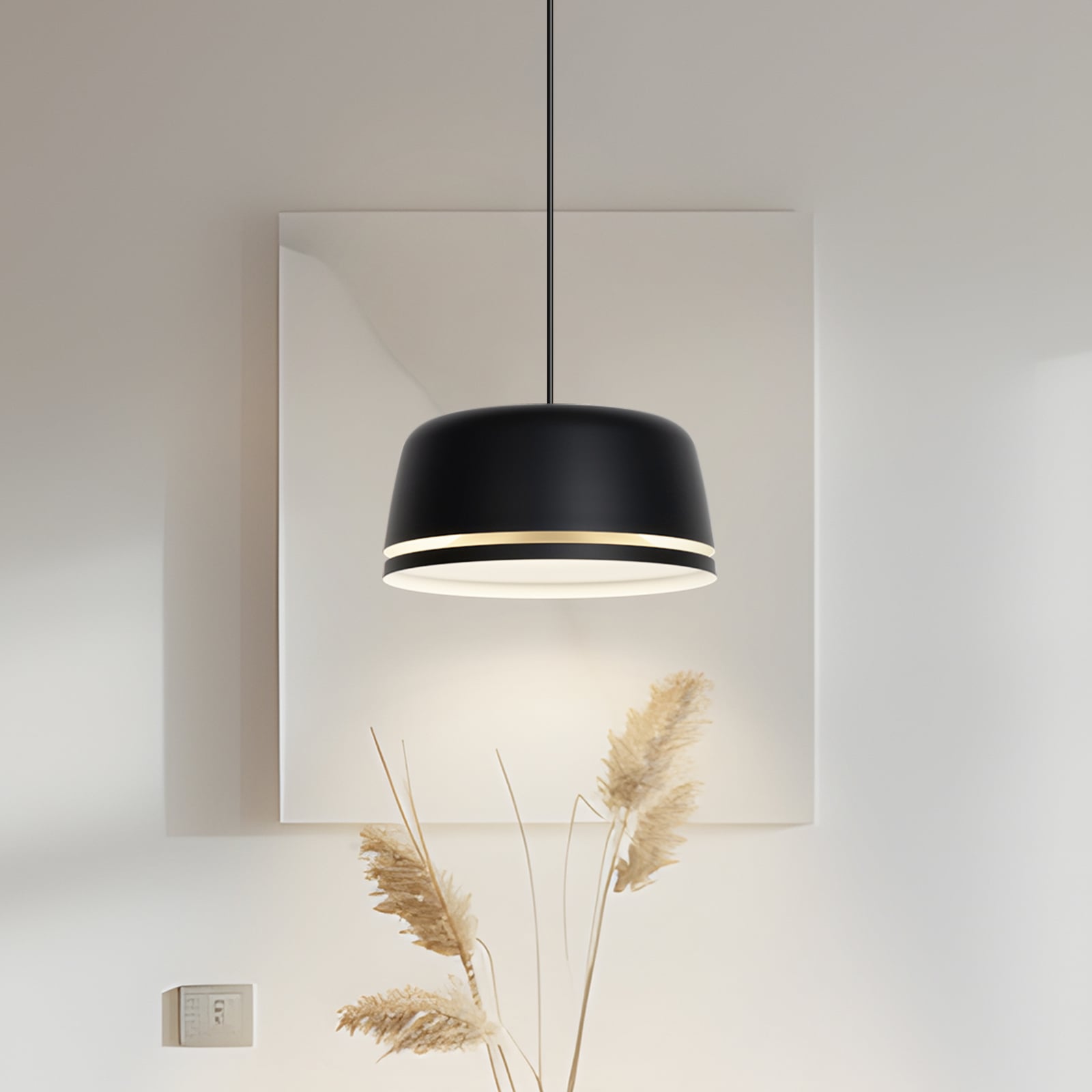 Peaks LED-hengelampe, svart, Ø 35 cm, dimbar, aluminium - Nola