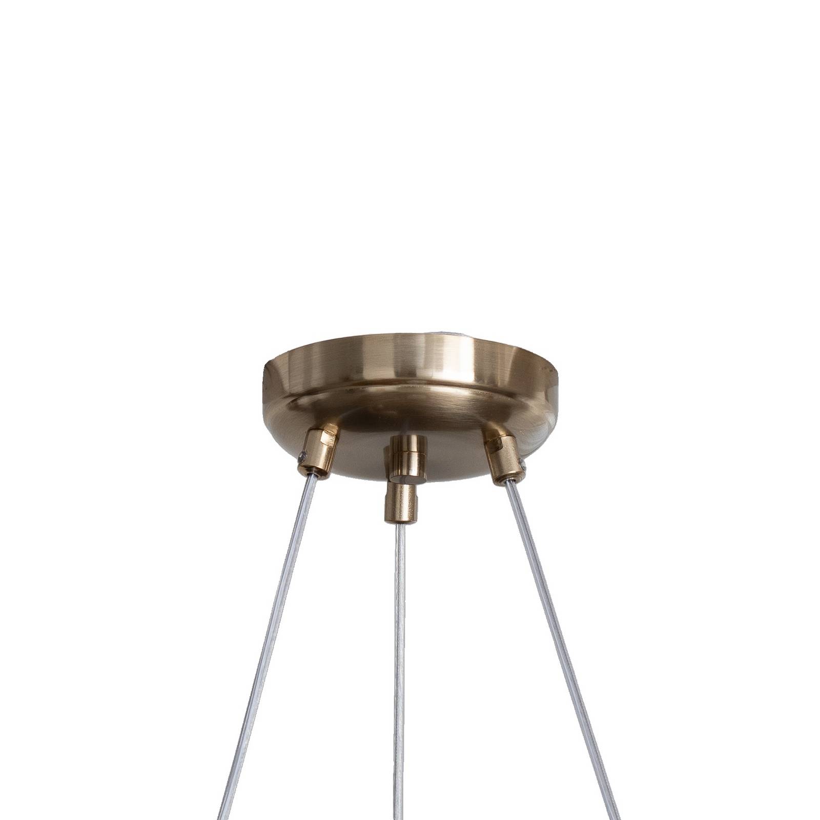 Lampa wisząca Tolosa, Ø 52 cm, mosiądz, 6-punktowa, szkło, drewno